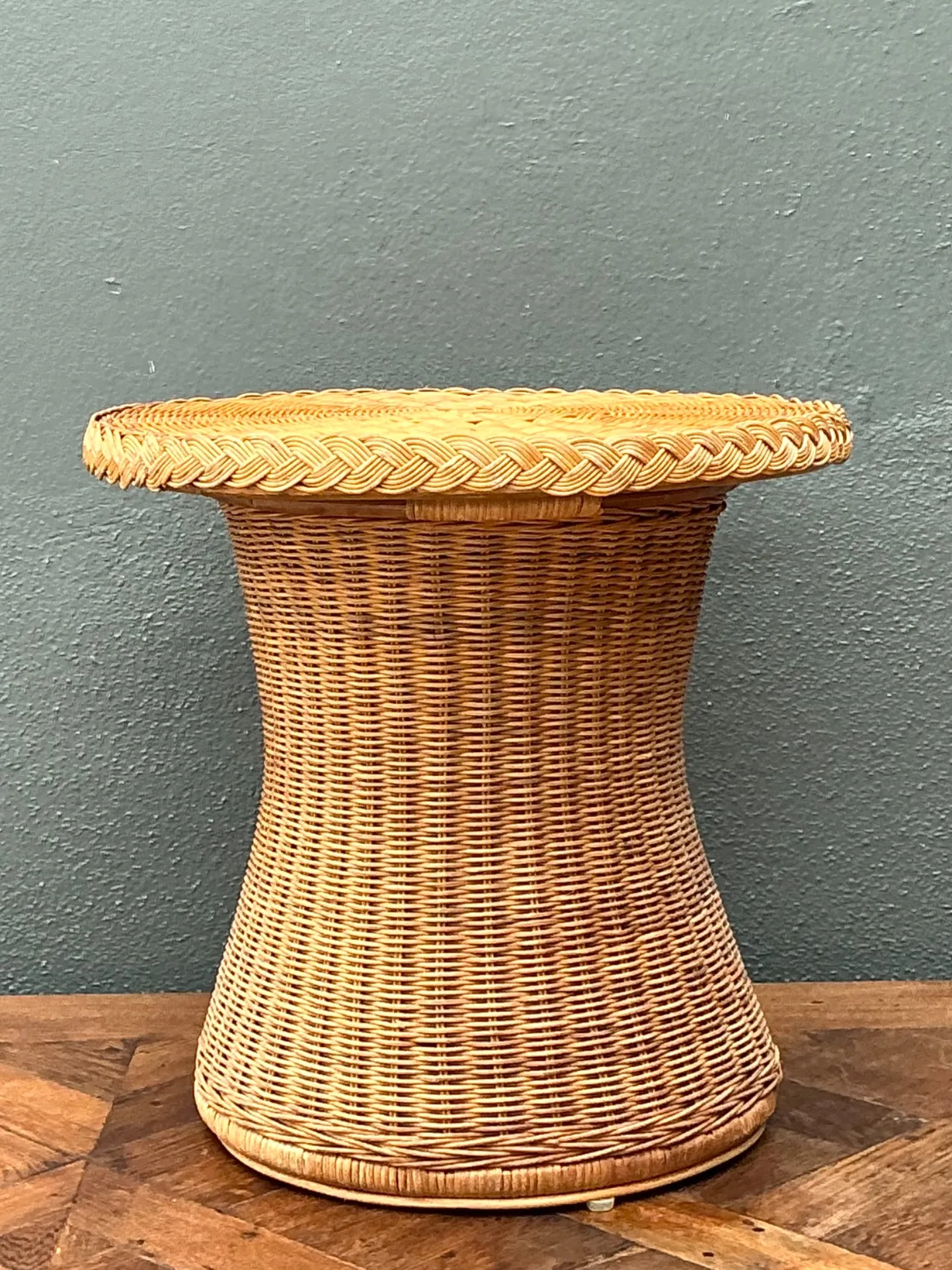 Vintage Braided Rattan Accent Table — additional photo 5