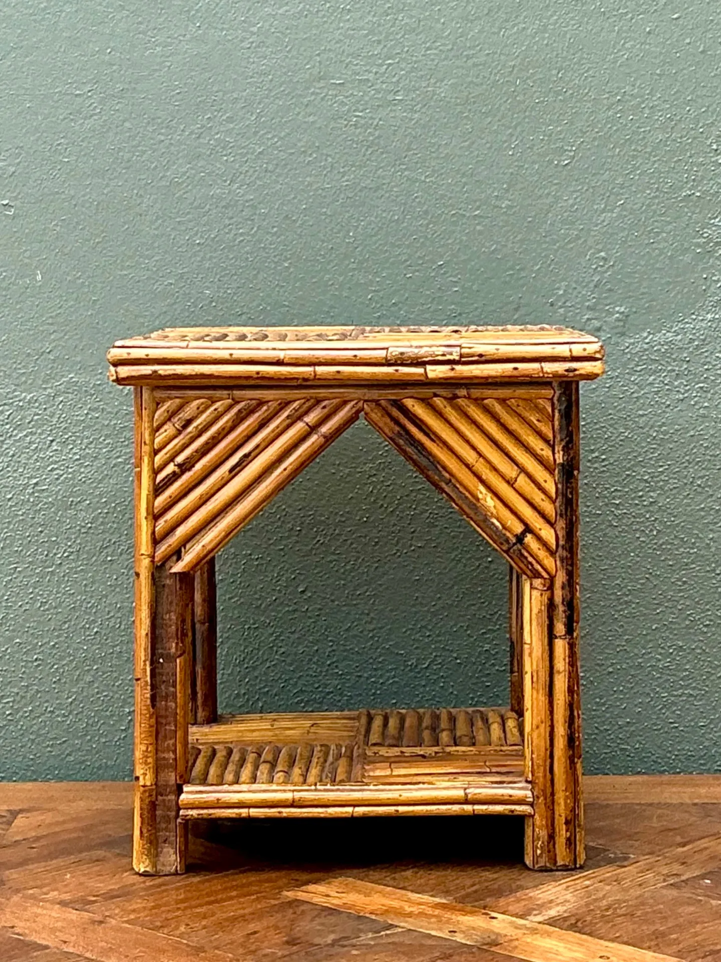 Rustic Reed and Wood Accent Table — additional photo 1