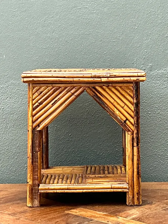 Rustic Reed and Wood Accent Table — additional photo 5