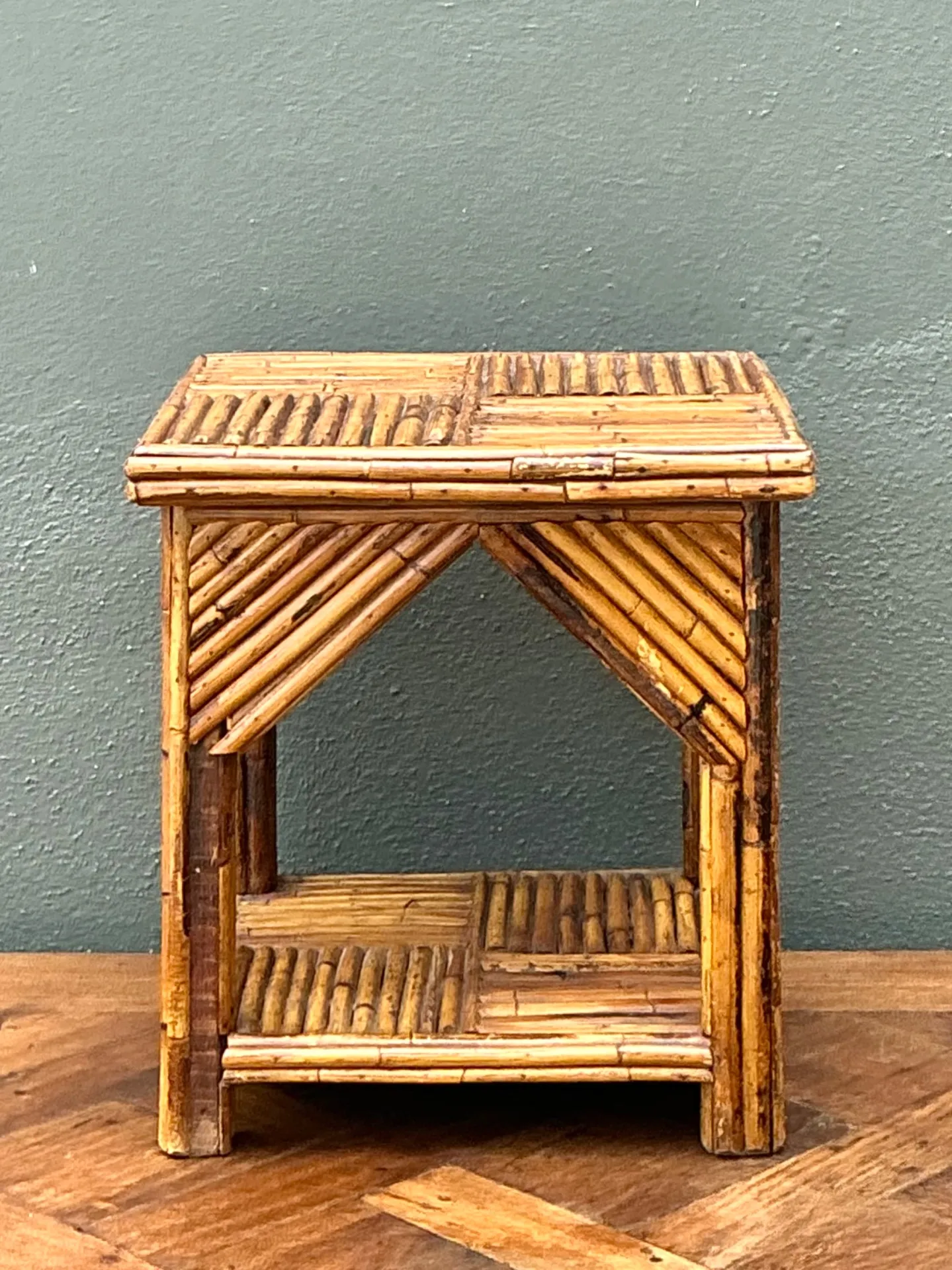 Rustic Reed and Wood Accent Table — additional photo 2