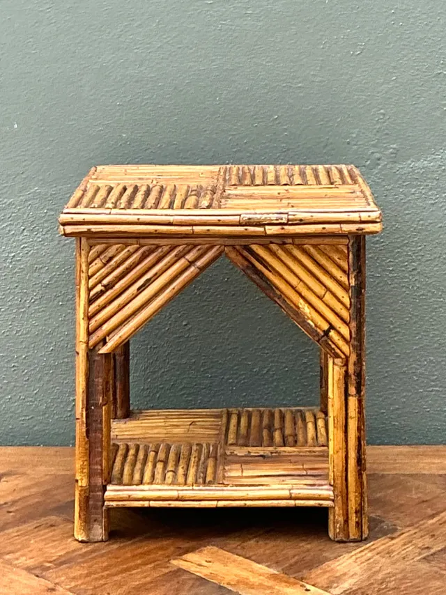 Rustic Reed and Wood Accent Table — additional photo 2