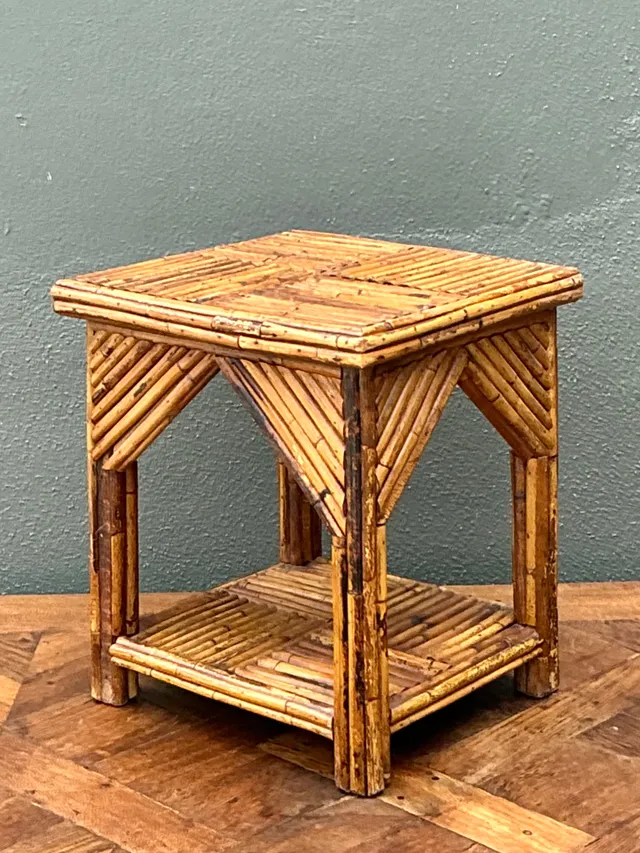 Rustic Reed and Wood Accent Table — additional photo 8