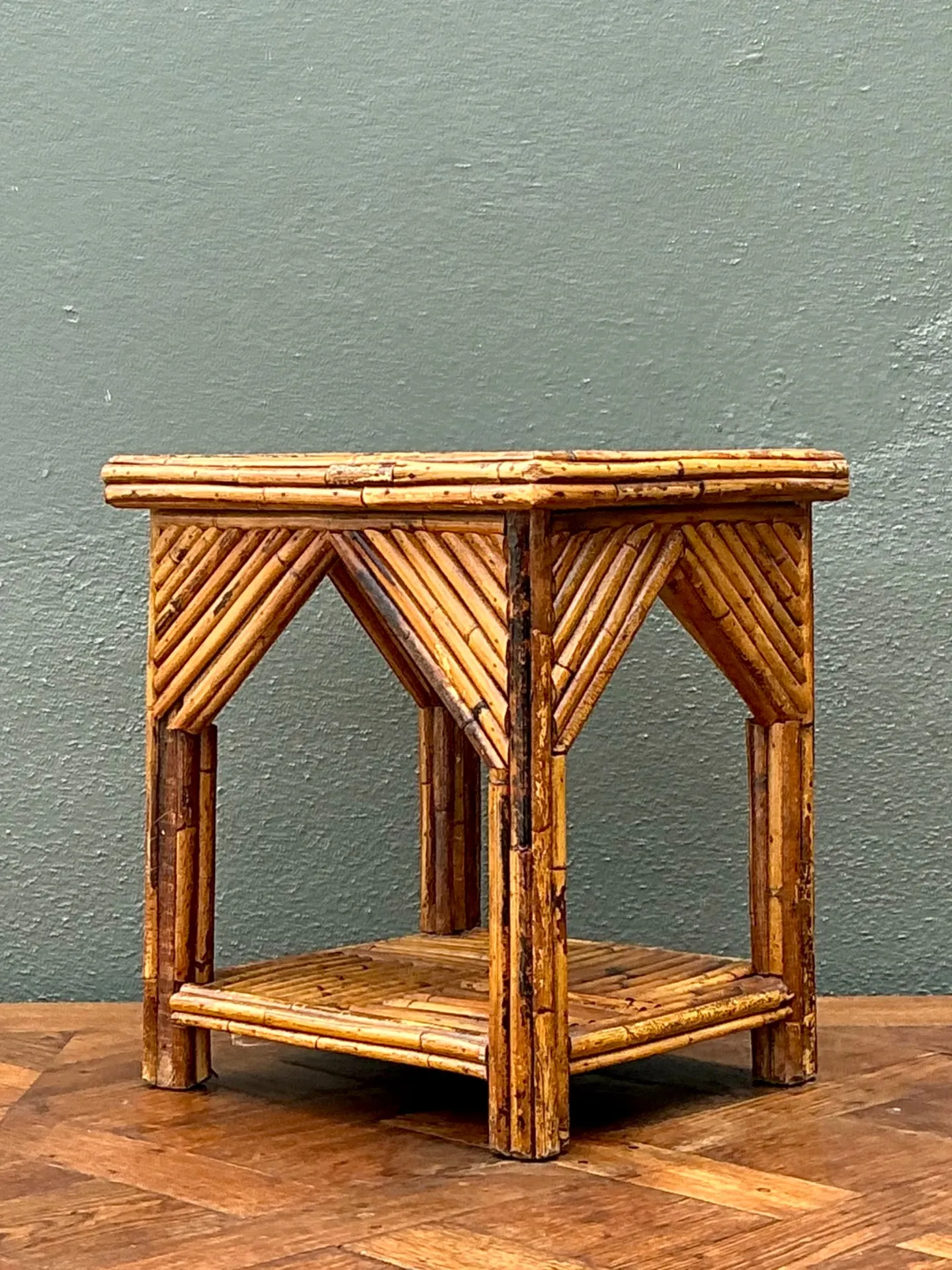 Rustic Reed and Wood Accent Table — additional photo 6