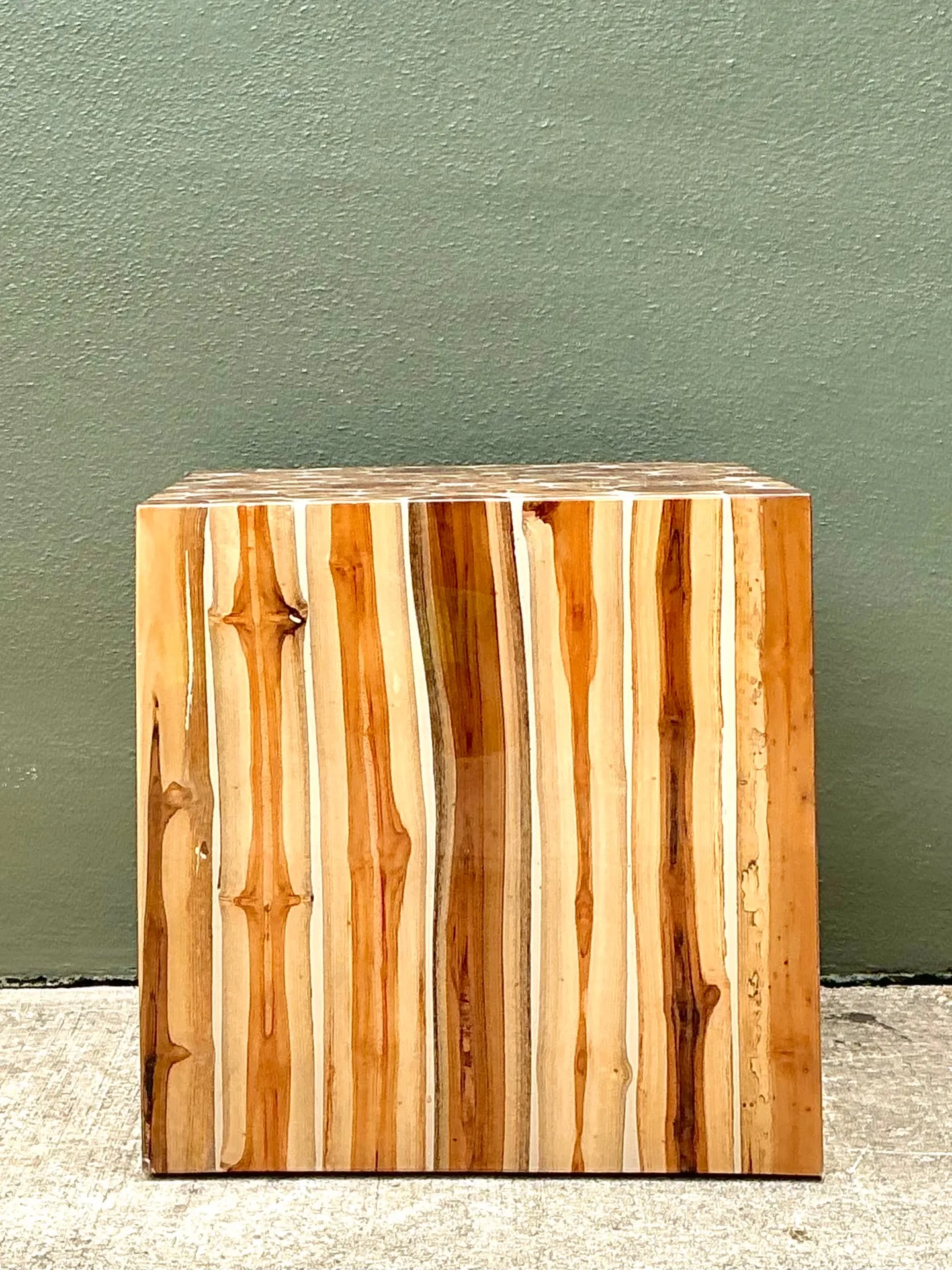 Vintage Natural Wood Block Accent Table — additional photo 2