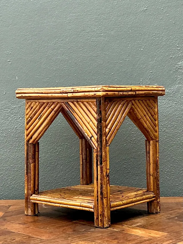 Rustic Reed and Wood Accent Table — additional photo 4