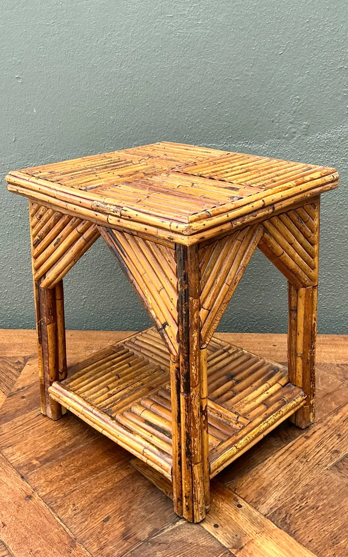 Rustic Reed and Wood Accent Table — additional photo 3