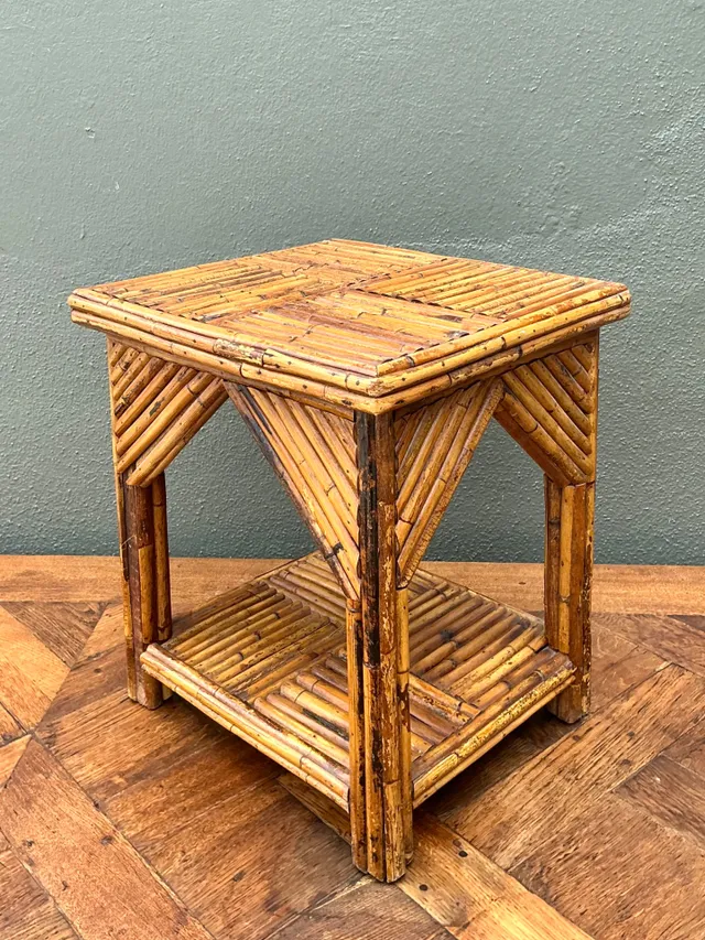 Rustic Reed and Wood Accent Table — additional photo 3