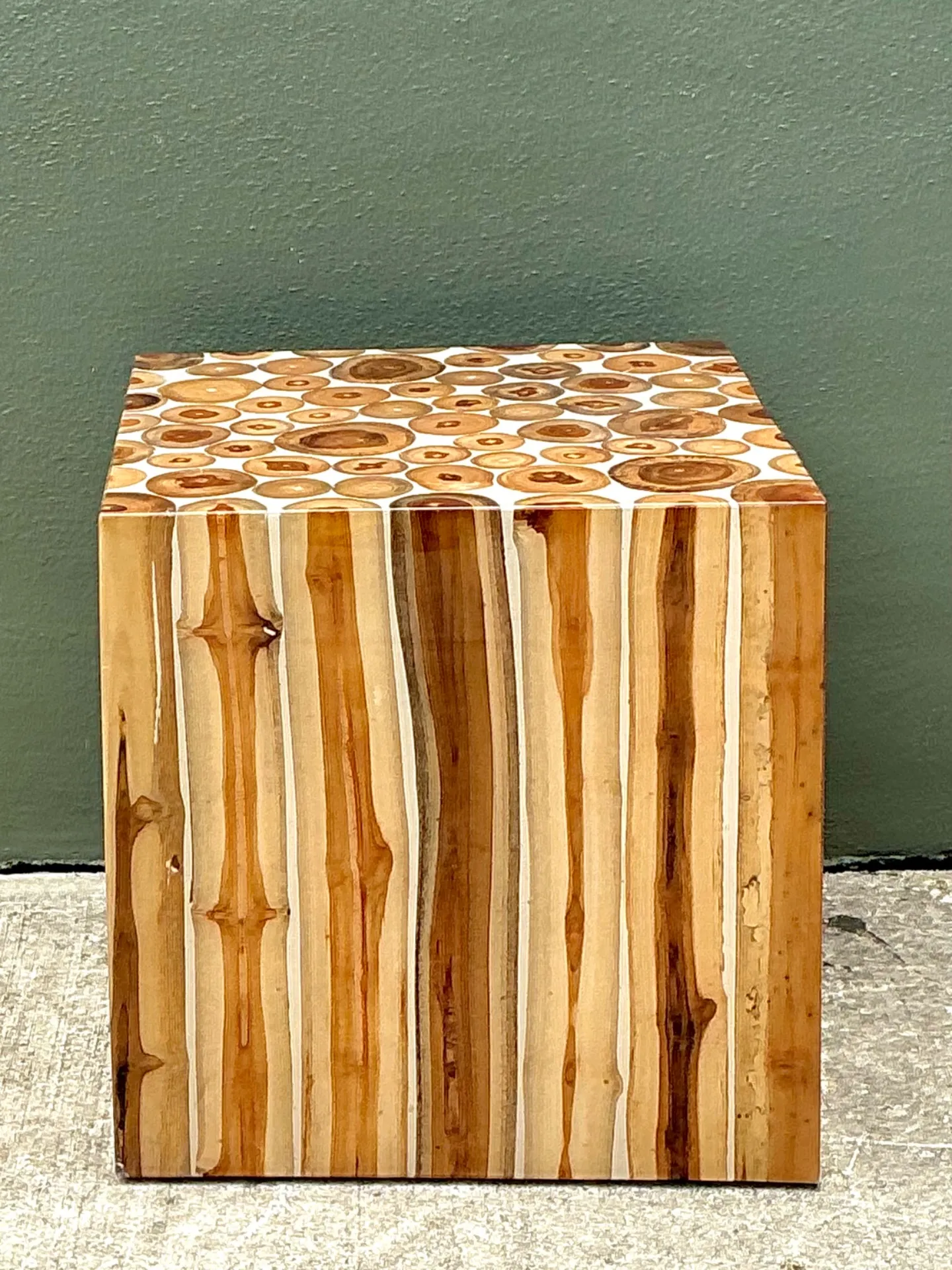 Vintage Natural Wood Block Accent Table — additional photo 7