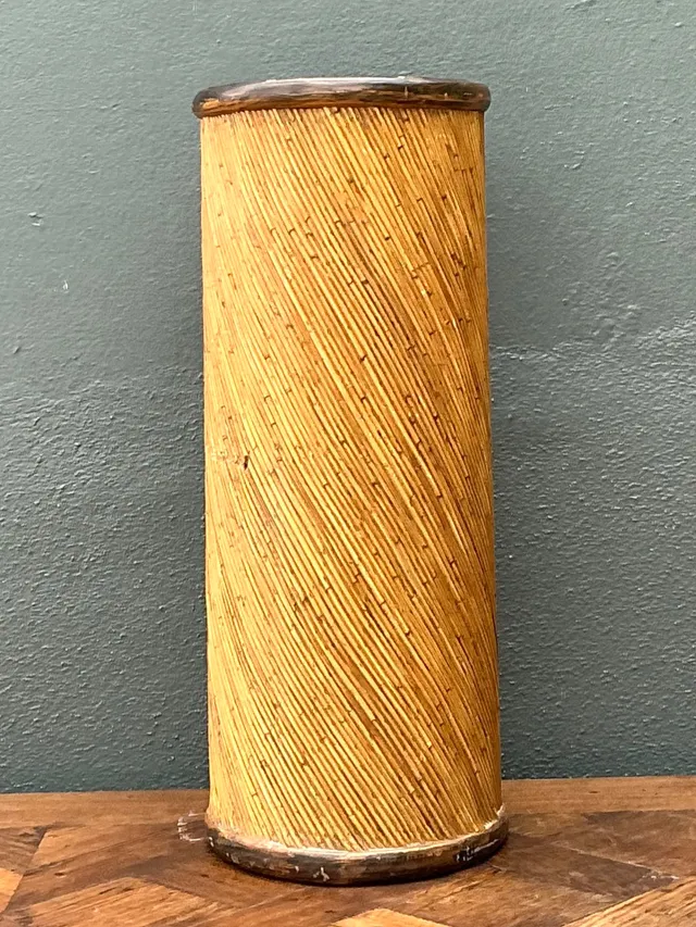 Vintage Reed and Wood Cylinder Pedestal — additional photo 5