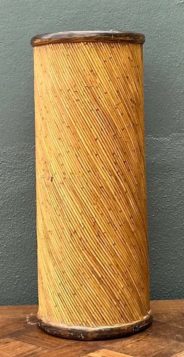 Vintage Reed and Wood Cylinder Pedestal — additional photo 8