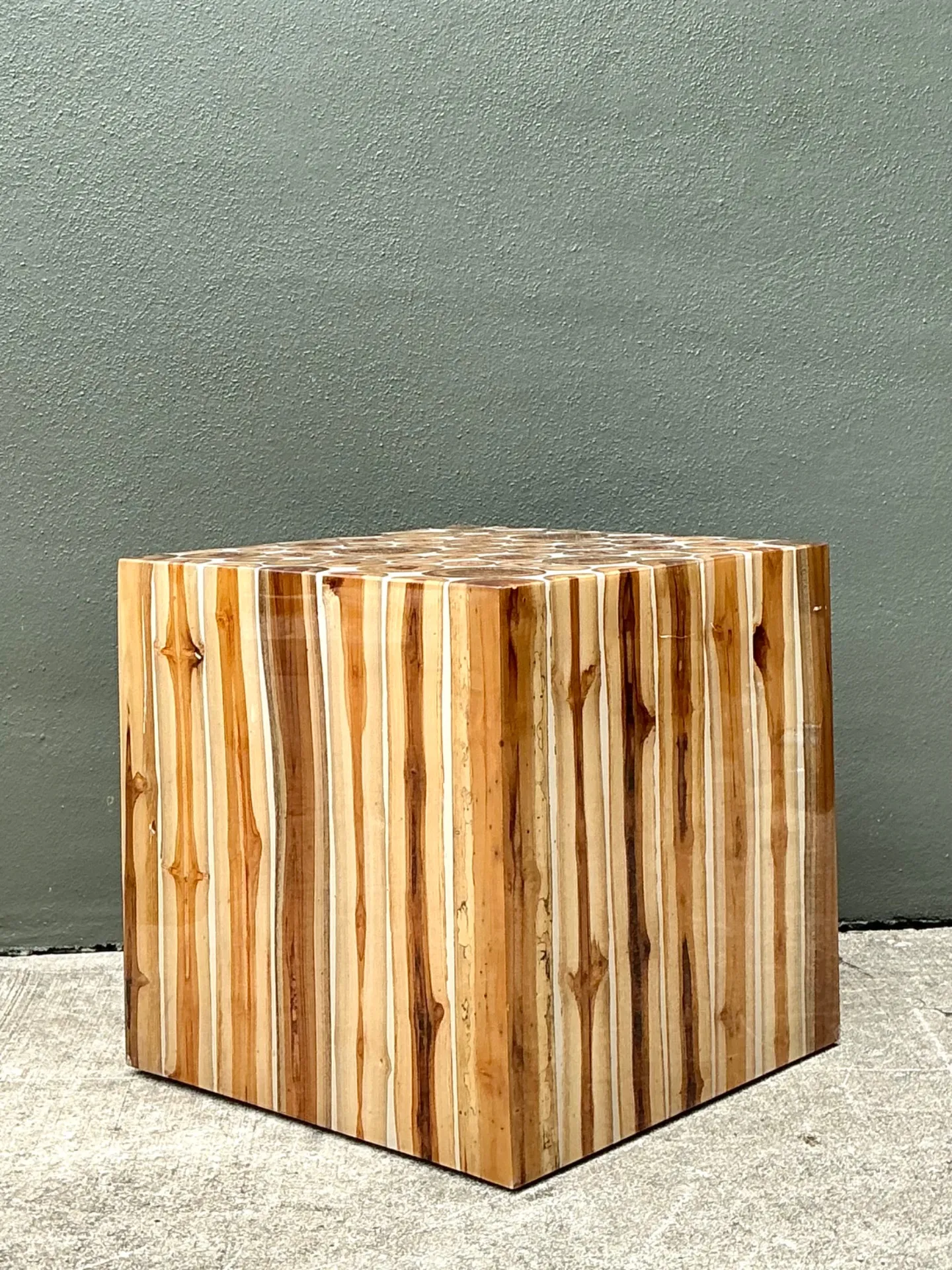 Vintage Natural Wood Block Accent Table — additional photo 8