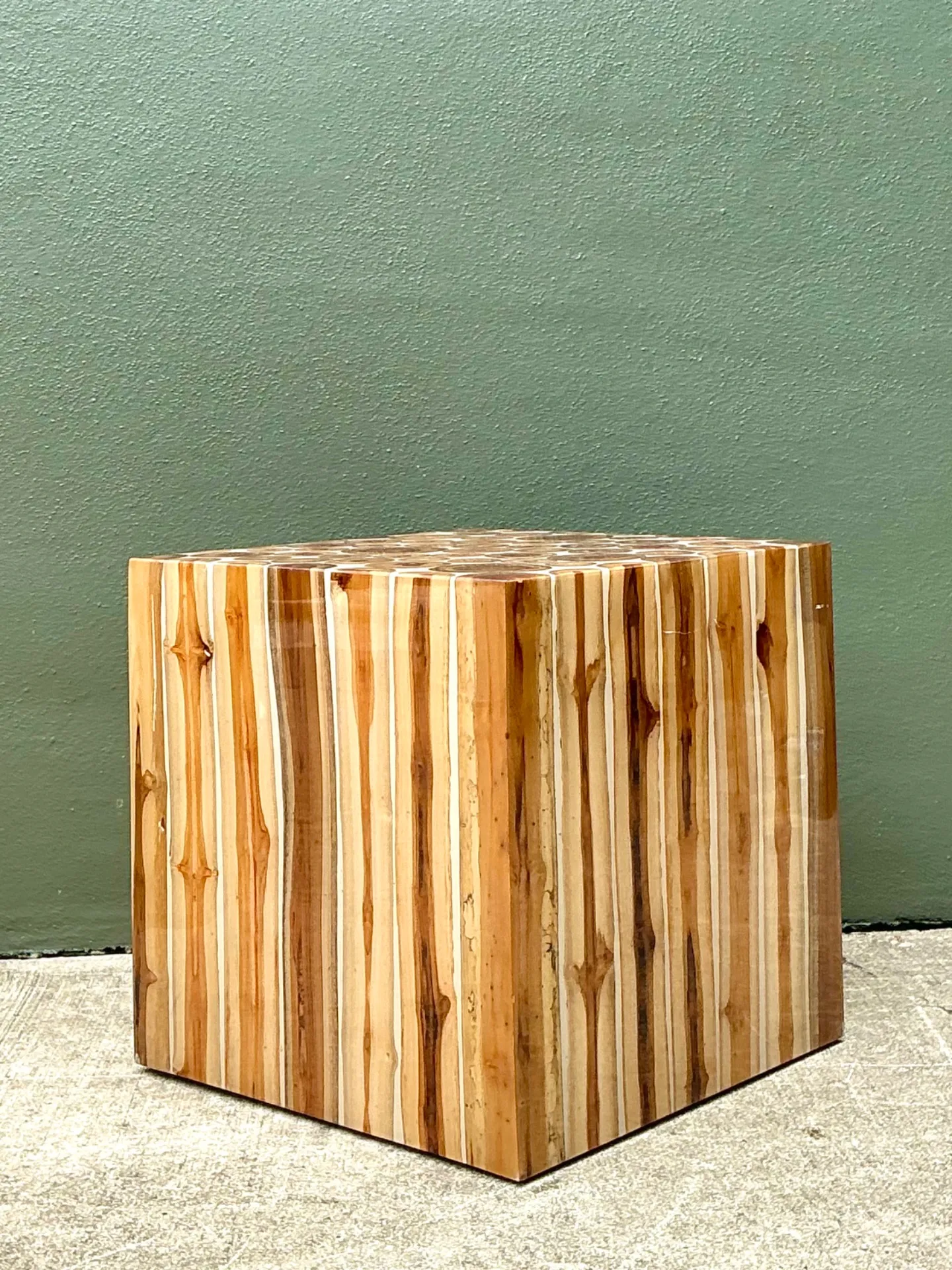 Vintage Natural Wood Block Accent Table — additional photo 6