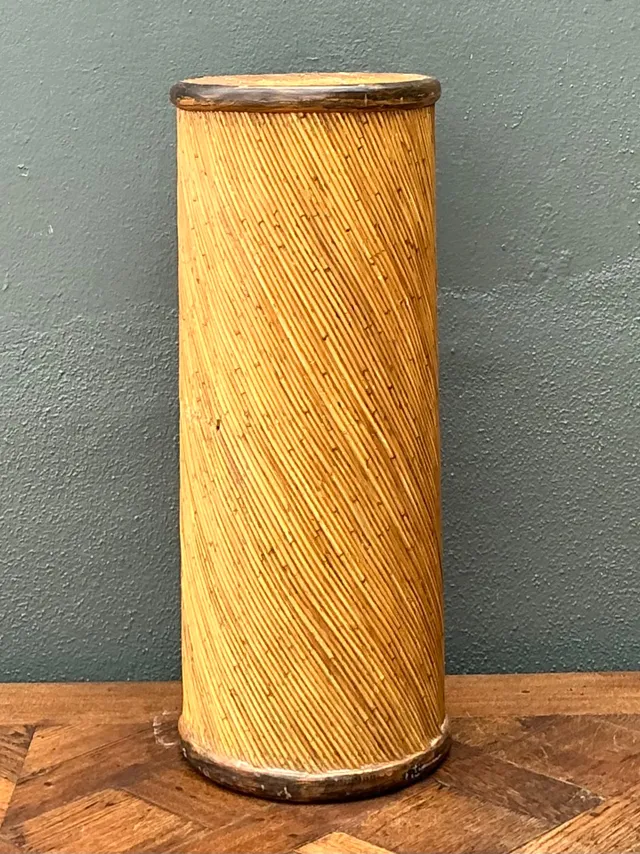 Vintage Reed and Wood Cylinder Pedestal — additional photo 3