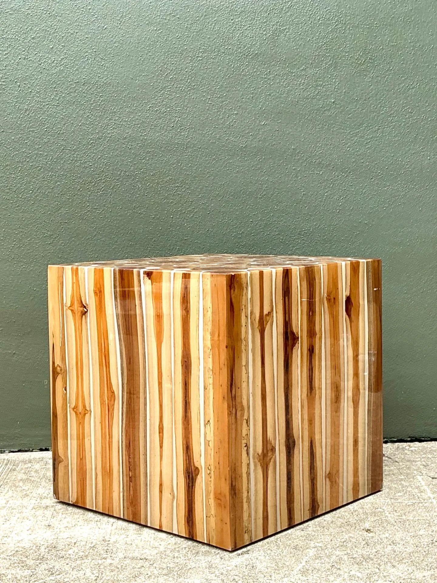 Vintage Natural Wood Block Accent Table — additional photo 4