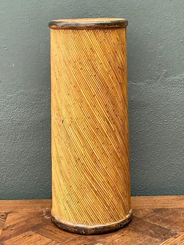 Vintage Reed and Wood Cylinder Pedestal — additional photo 4