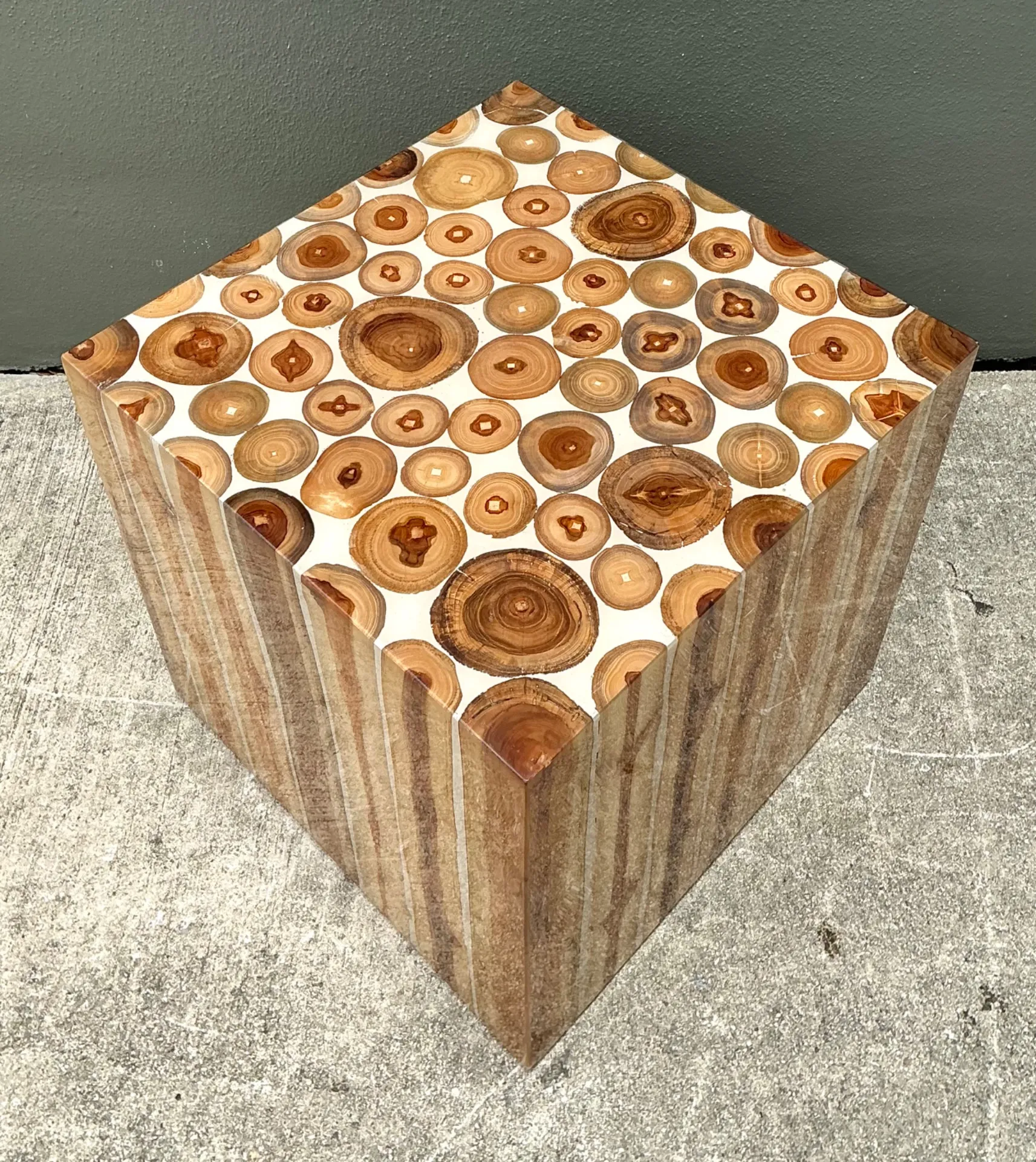 Vintage Natural Wood Block Accent Table — additional photo 1
