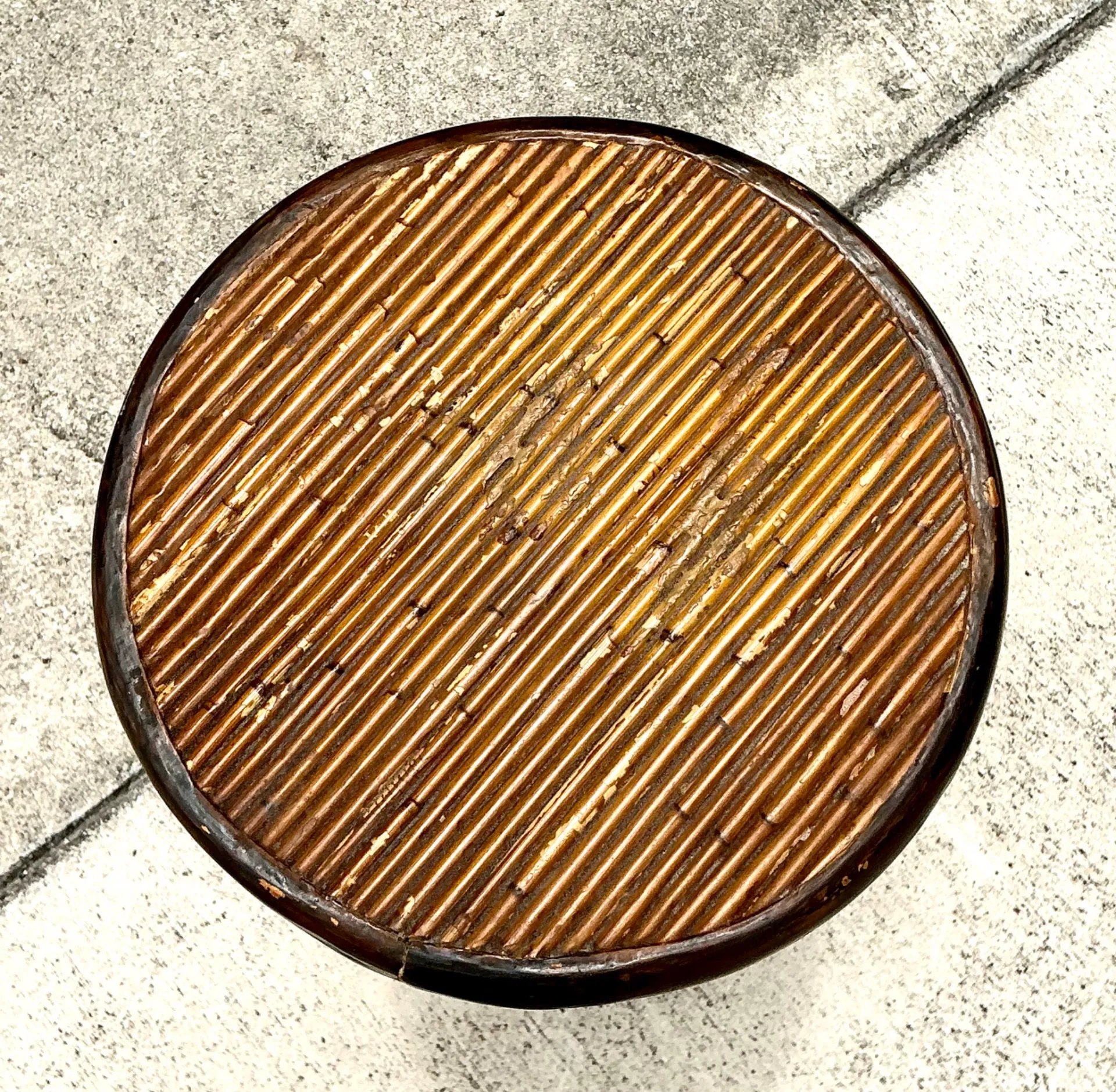 Vintage Reed and Wood Cylinder Pedestal — additional photo 1