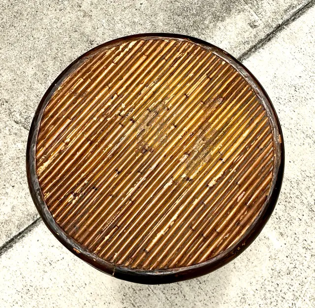 Vintage Reed and Wood Cylinder Pedestal — additional photo 1