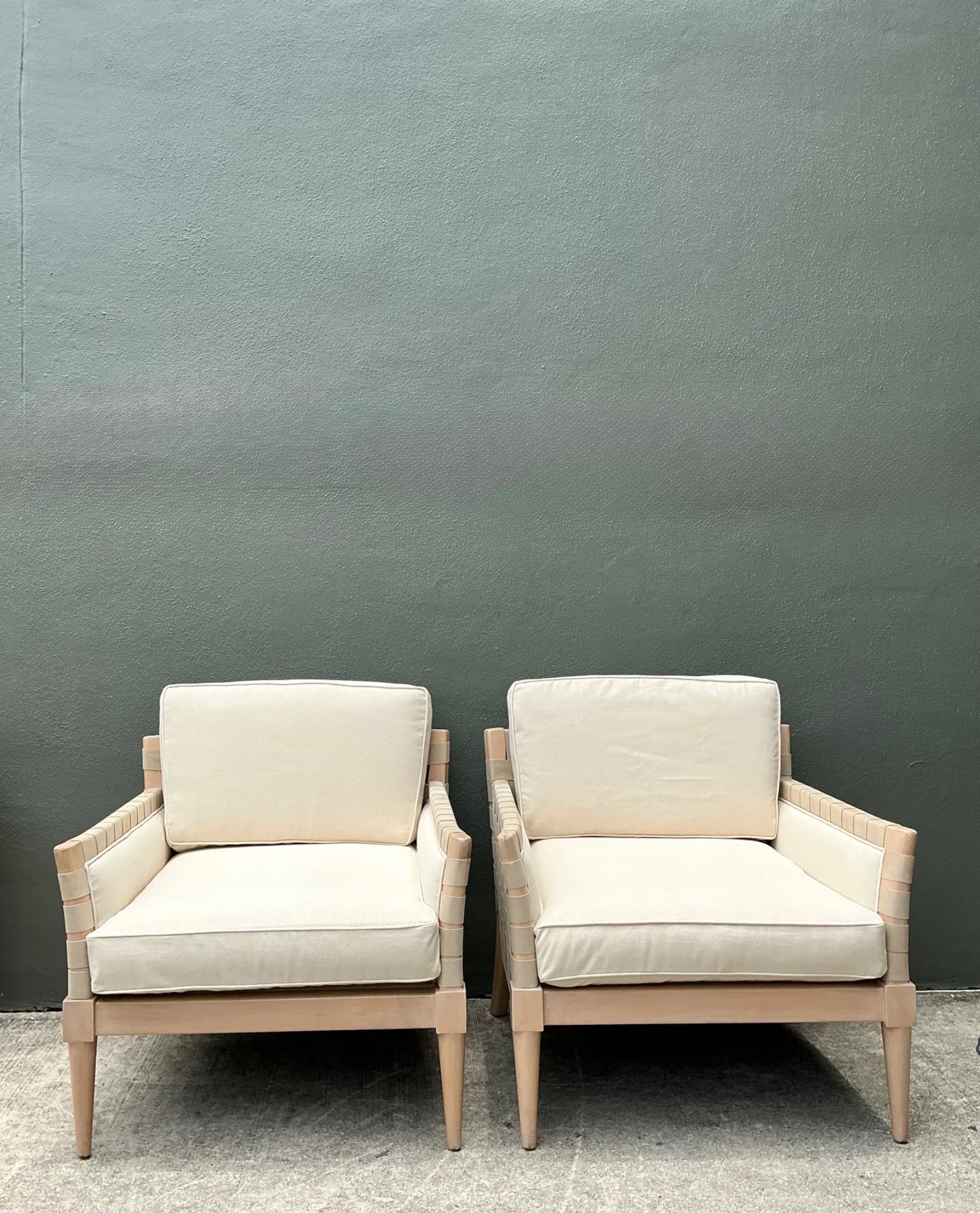 Vintage Niedermaier Wood and Strap Lounge Chairs - Pair — additional photo 8