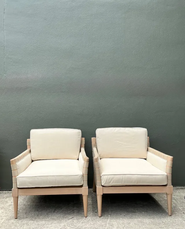 Vintage Niedermaier Wood and Strap Lounge Chairs - Pair — additional photo 8