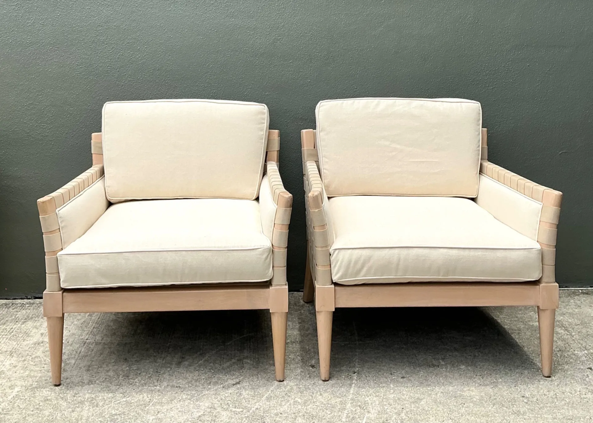 Vintage Niedermaier Wood and Strap Lounge Chairs - Pair — additional photo 6