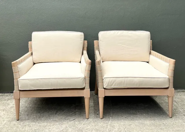 Vintage Niedermaier Wood and Strap Lounge Chairs - Pair — additional photo 6