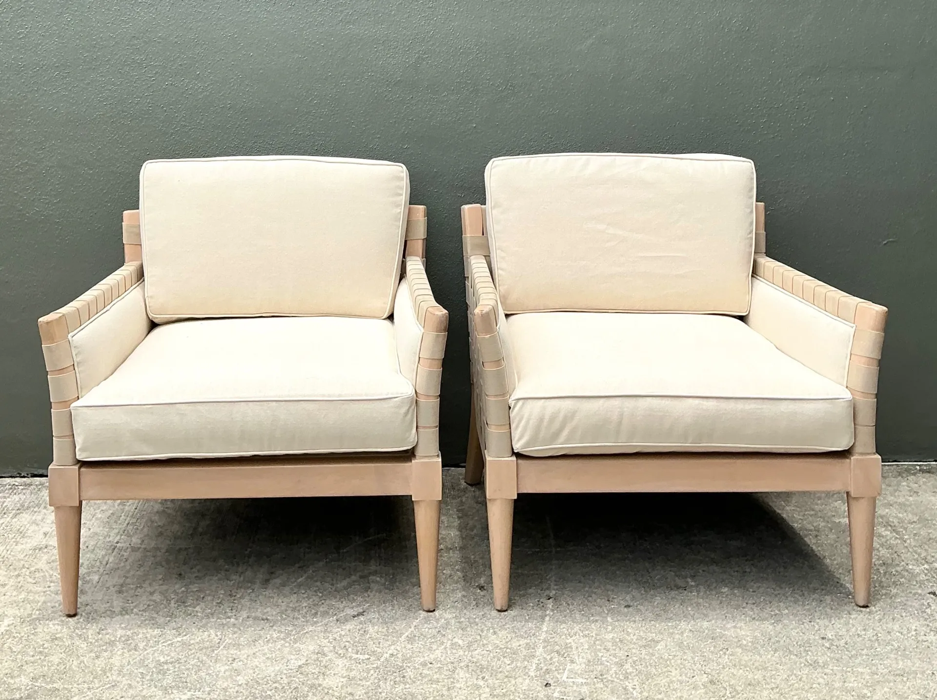 Vintage Niedermaier Wood and Strap Lounge Chairs - Pair — additional photo 4