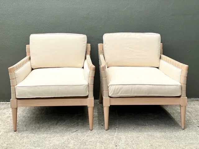 Vintage Niedermaier Wood and Strap Lounge Chairs - Pair — additional photo 4