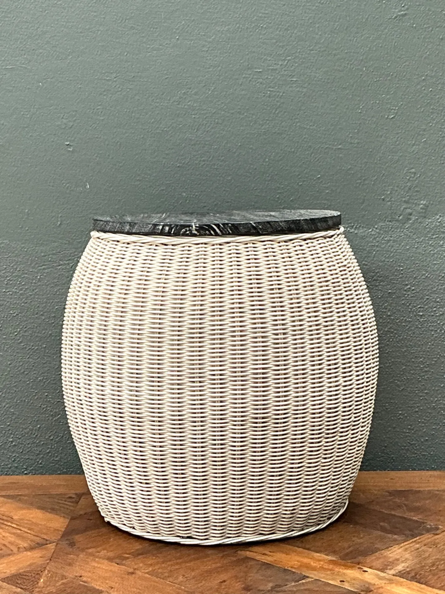 Vintage Rattan and Wood Side Table — additional photo 2