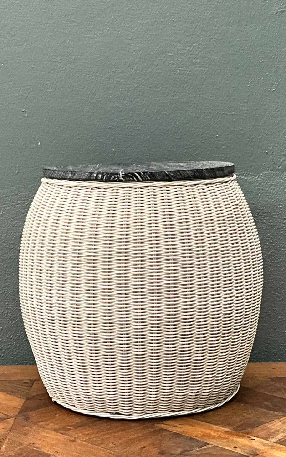 Vintage Rattan and Wood Side Table — additional photo 2