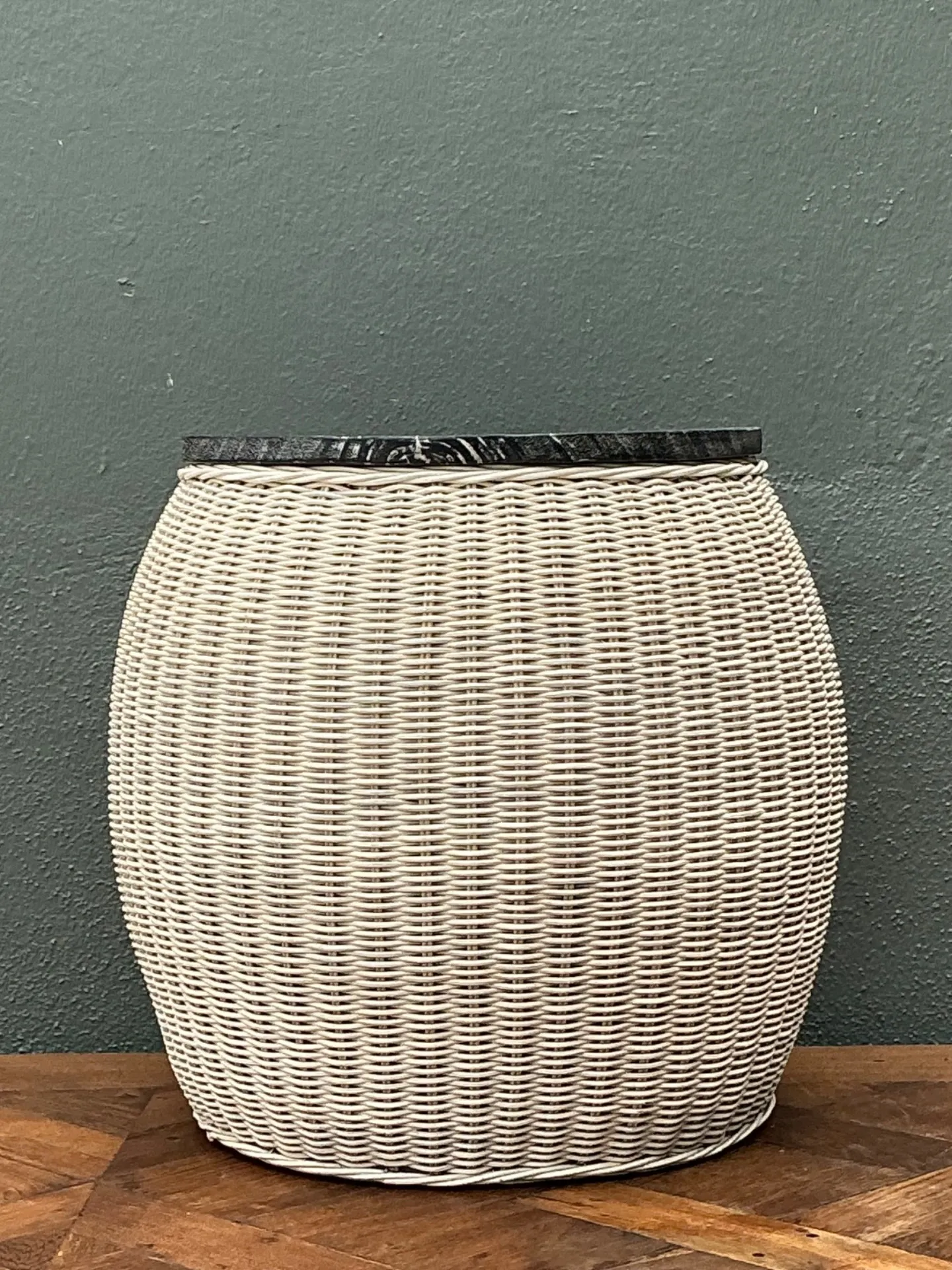 Vintage Rattan and Wood Side Table — additional photo 1