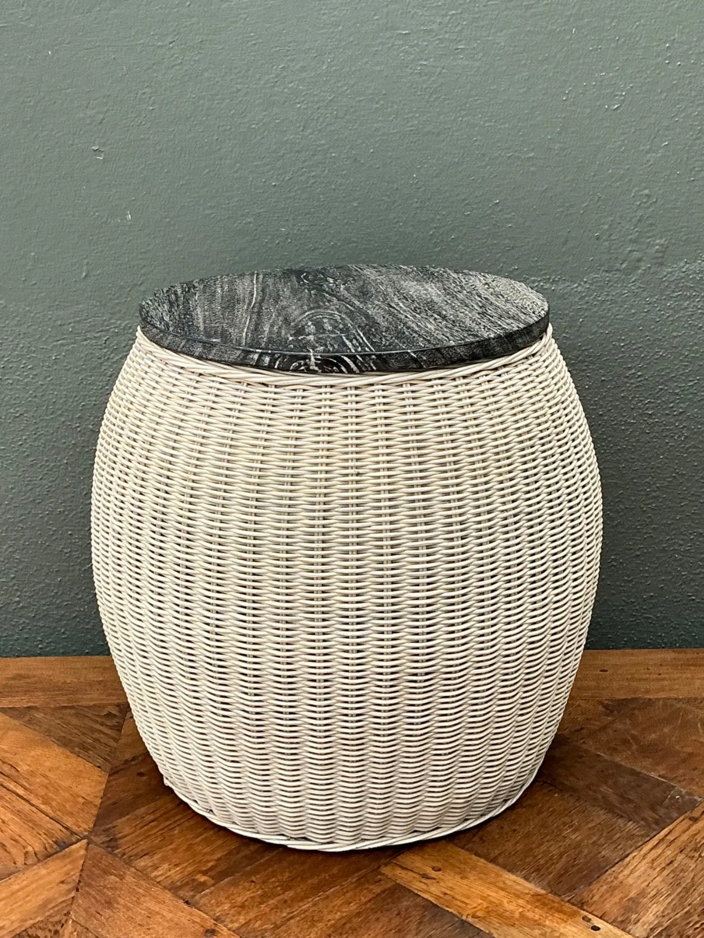 Vintage Rattan and Wood Side Table — additional photo 3
