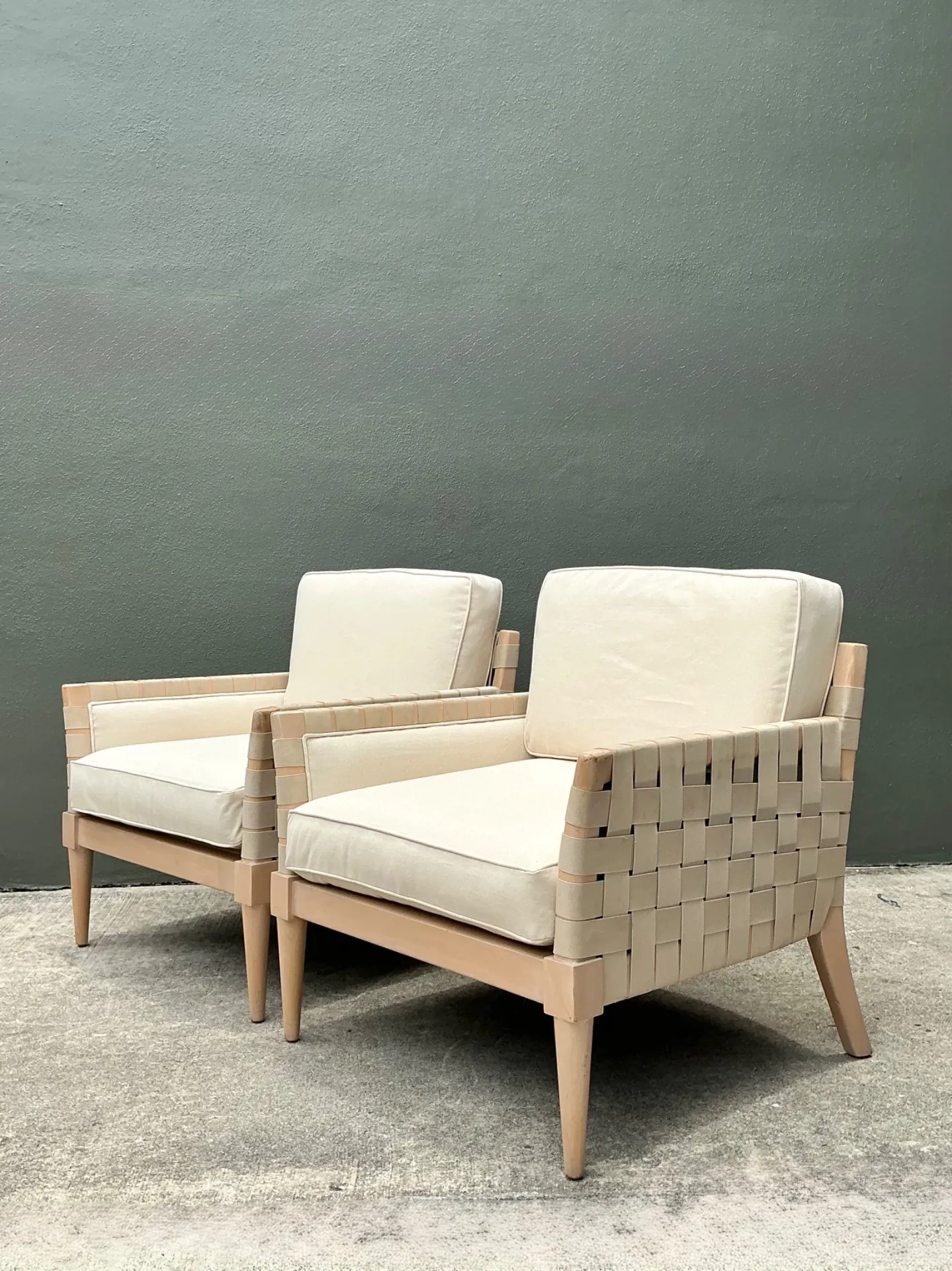 Vintage Niedermaier Wood and Strap Lounge Chairs - Pair — additional photo 7