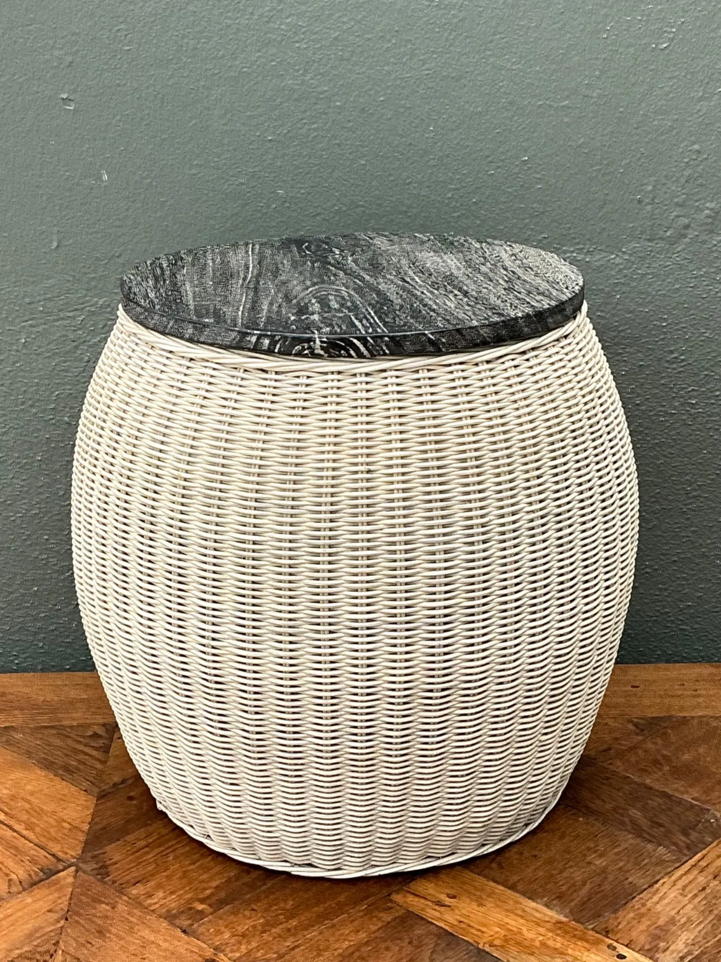 Vintage Rattan and Wood Side Table — additional photo 5
