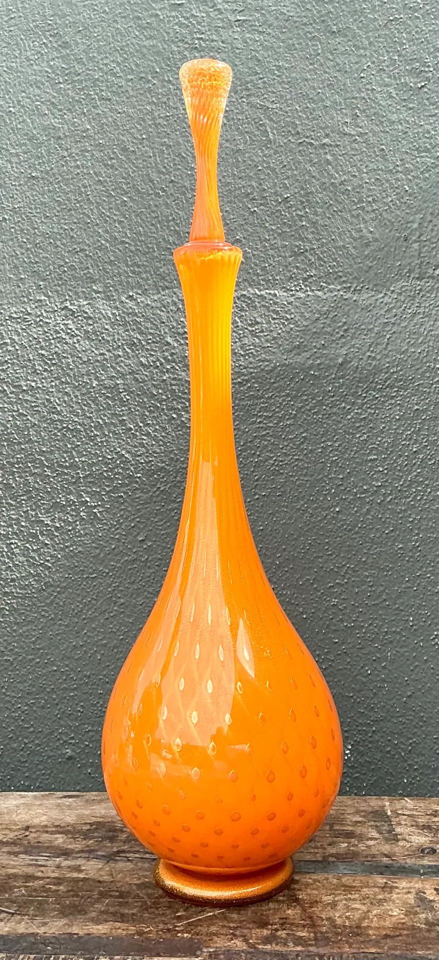 Vintage Murano Tall Orange Glass Decanter — additional photo 7