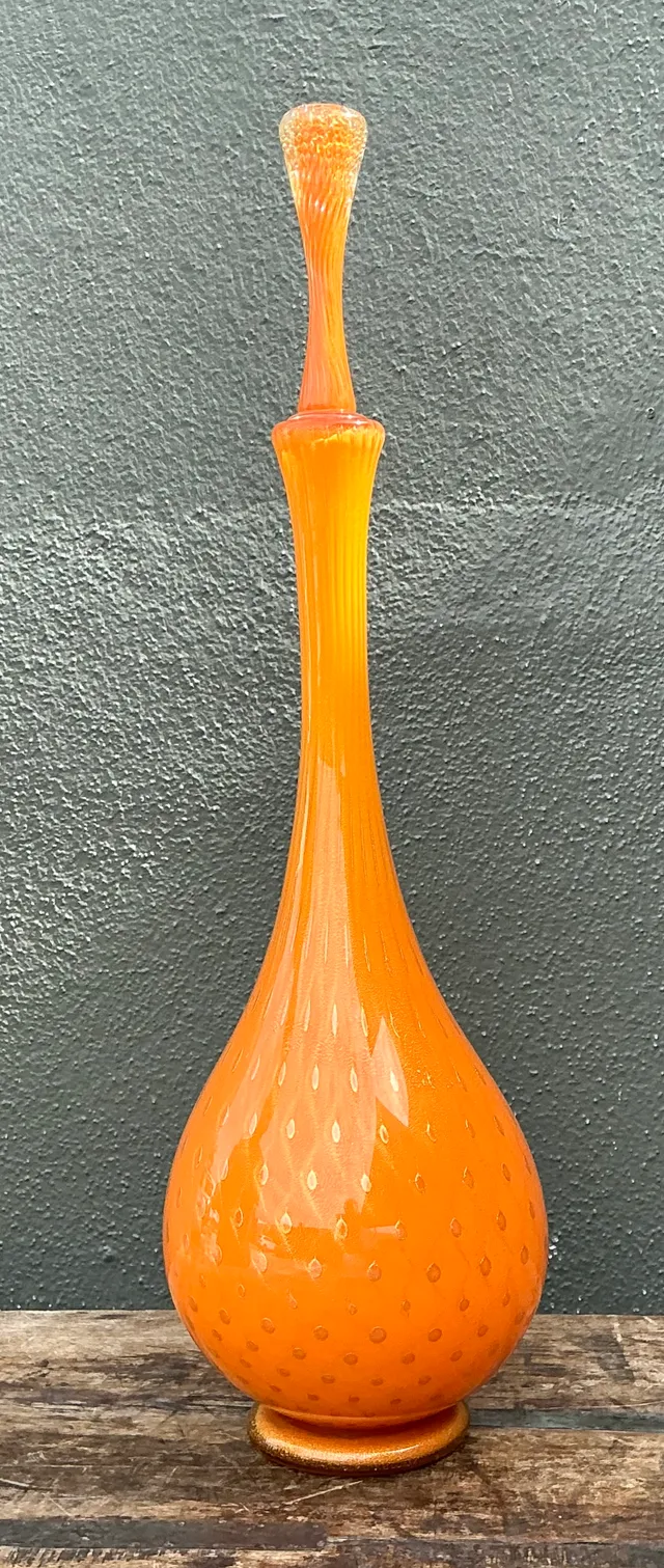 Vintage Murano Tall Orange Glass Decanter — additional photo 1