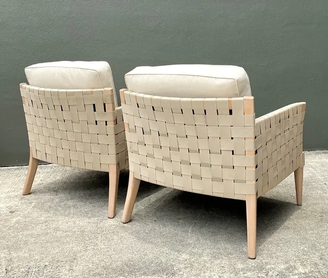 Vintage Niedermaier Wood and Strap Lounge Chairs - Pair — additional photo 3