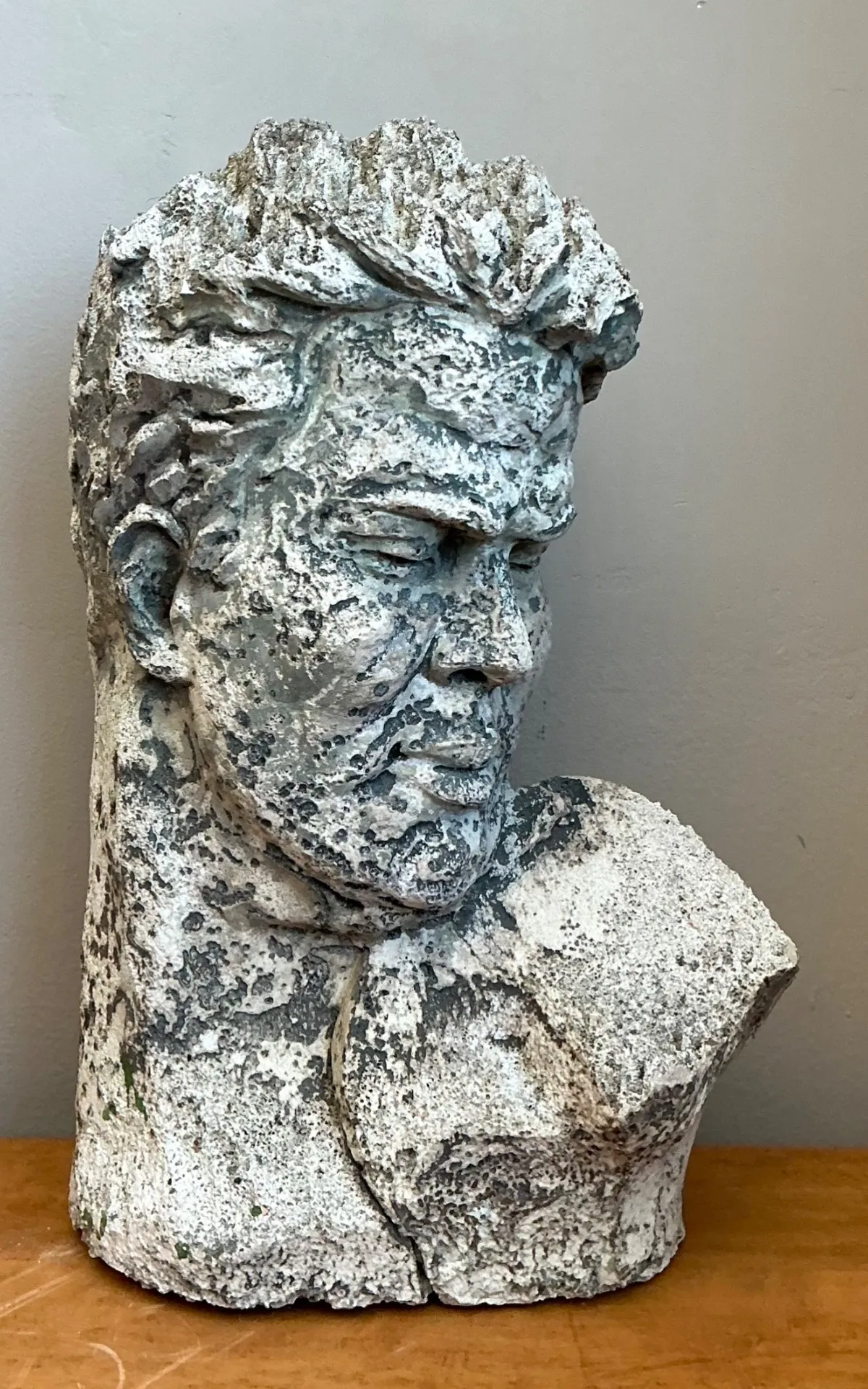 Vintage Weathered Stone Bust Wall Sculpture — additional photo 7