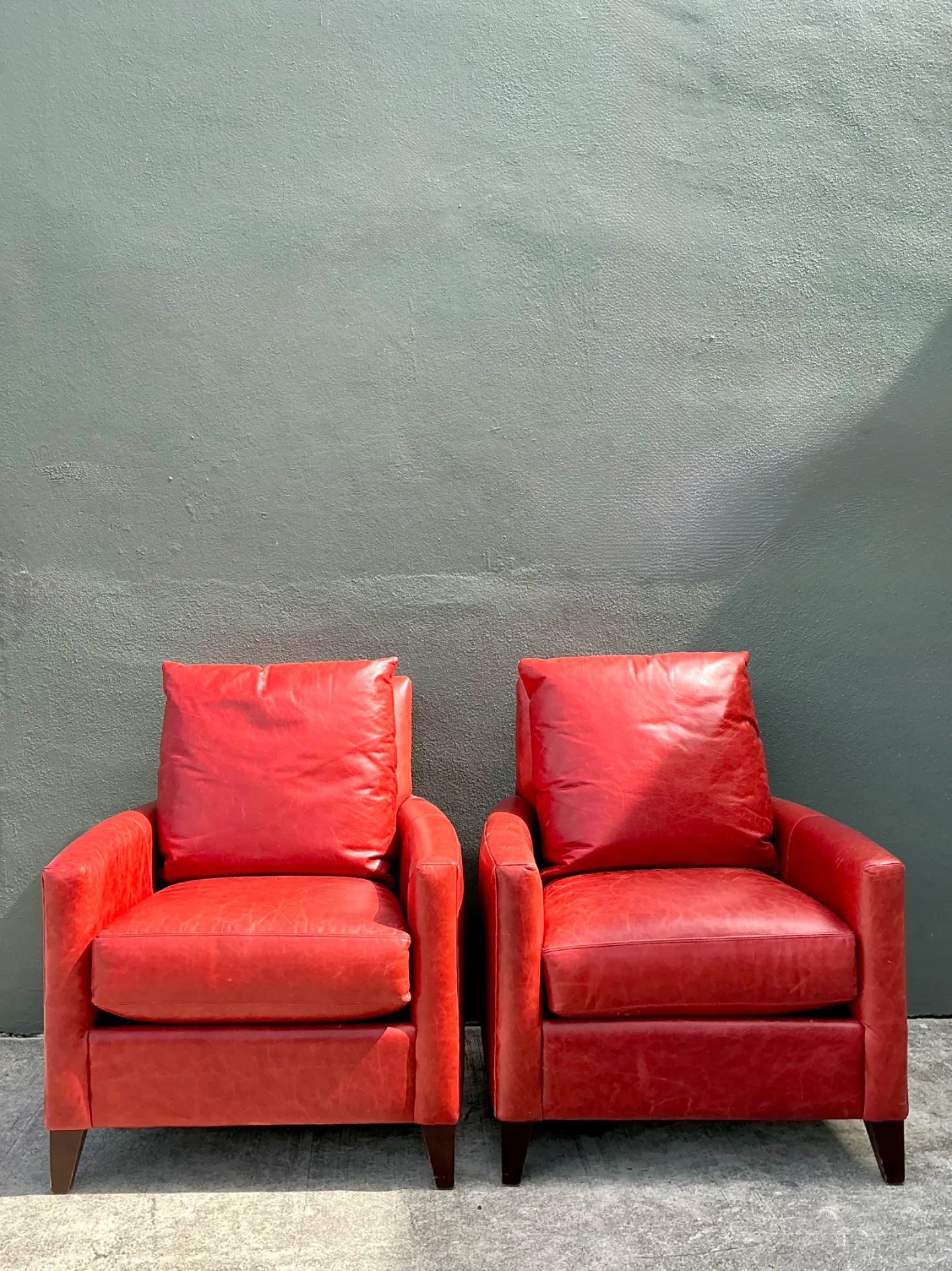 Vintage Bassett Red Leather Club Chairs - A Pair — additional photo 2
