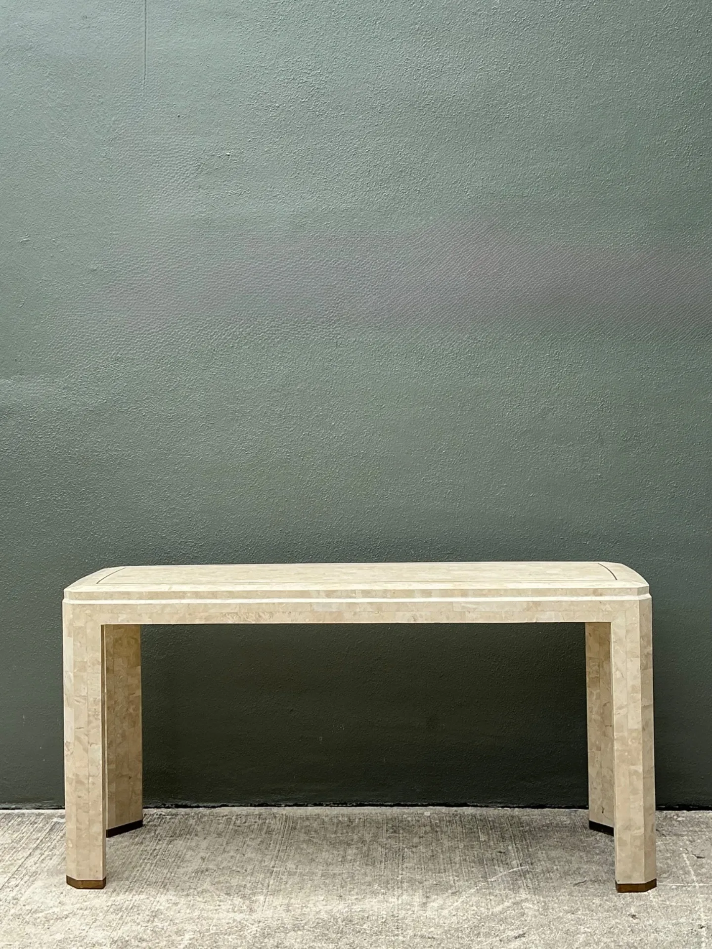 Vintage Tessellated Stone Console Table With Brass Inlay — additional photo 1