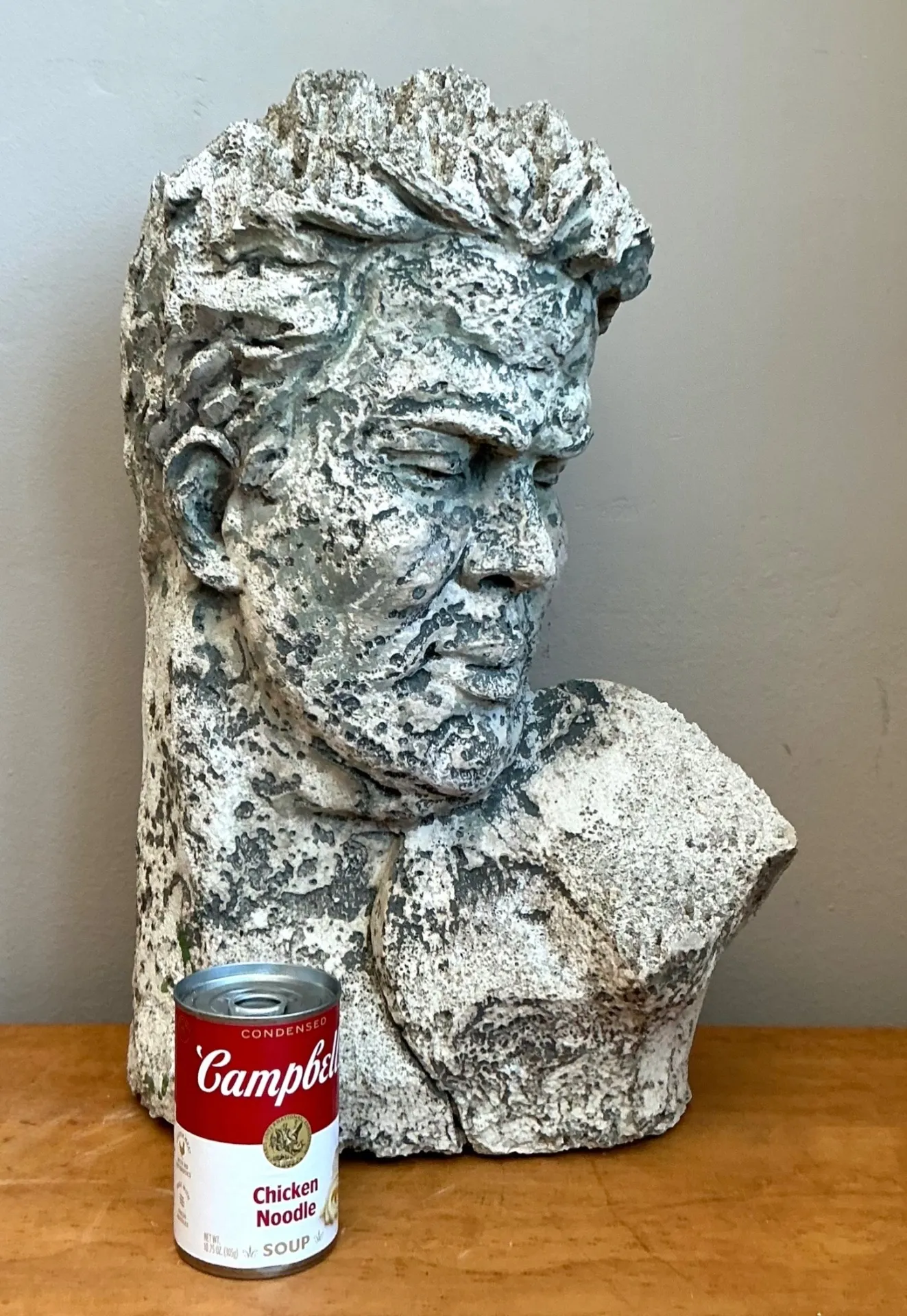 Vintage Weathered Stone Bust Wall Sculpture — additional photo 1