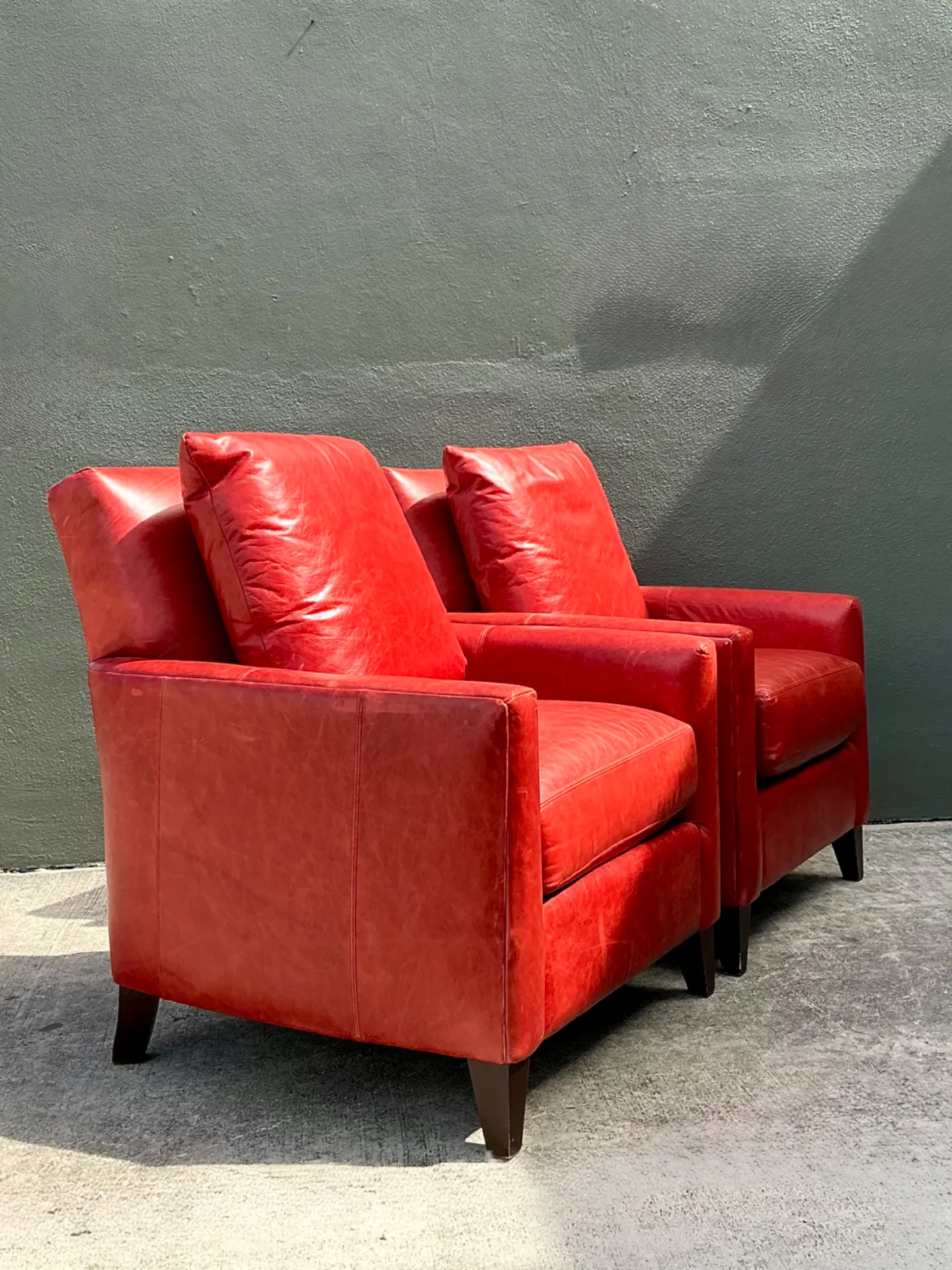 Vintage Bassett Red Leather Club Chairs - A Pair — additional photo 8