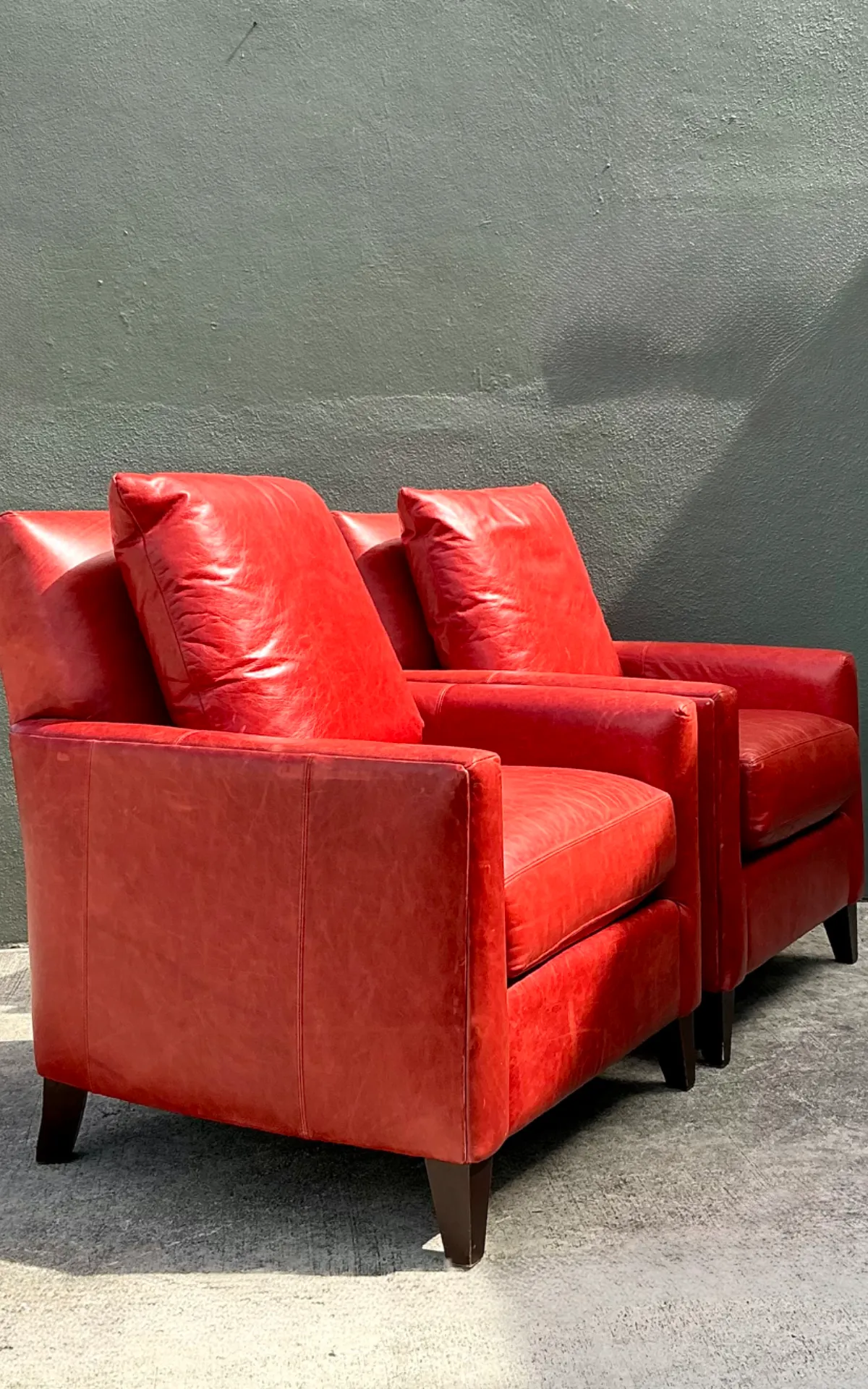 Vintage Bassett Red Leather Club Chairs - A Pair — additional photo 8