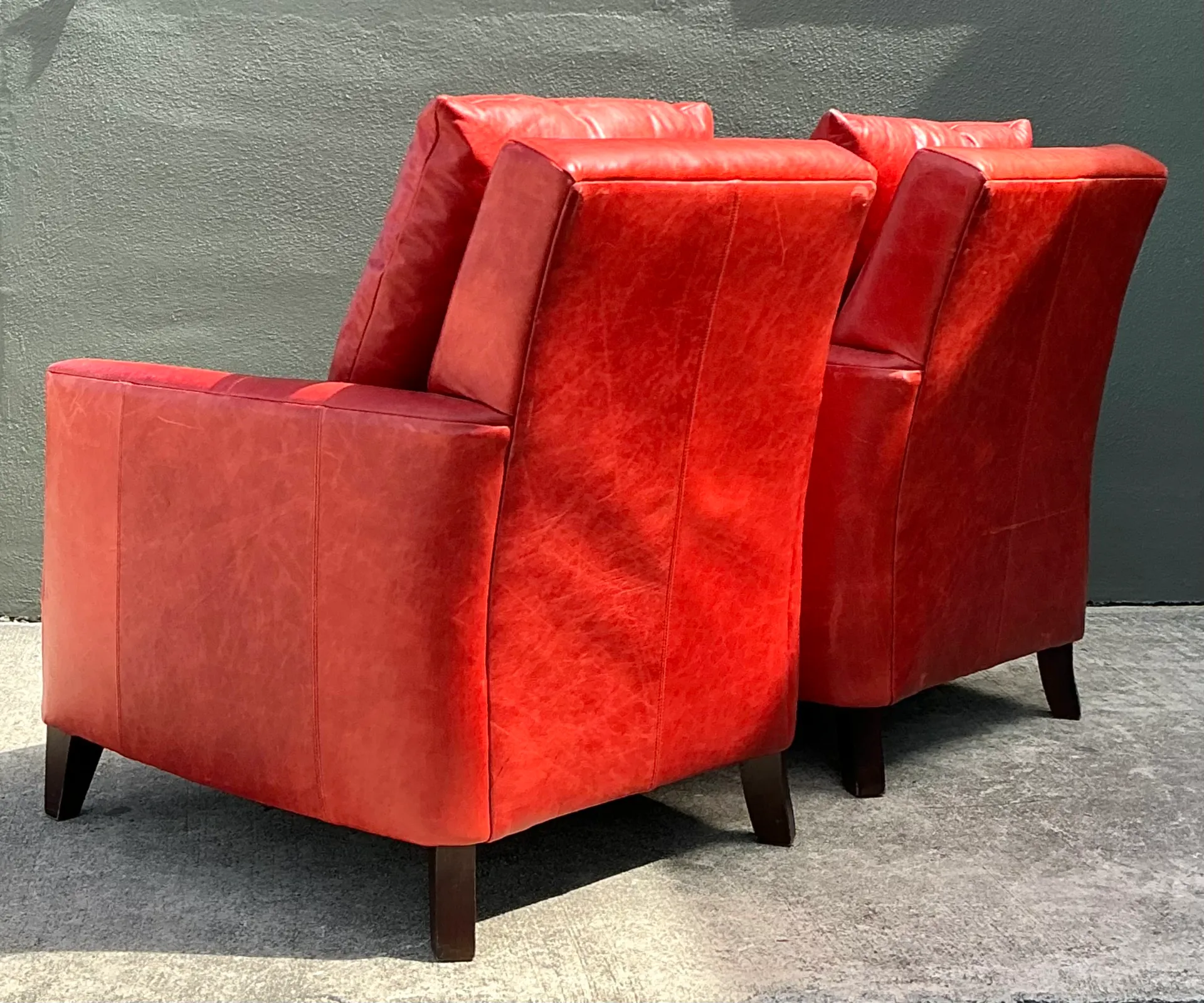 Vintage Bassett Red Leather Club Chairs - A Pair — additional photo 5