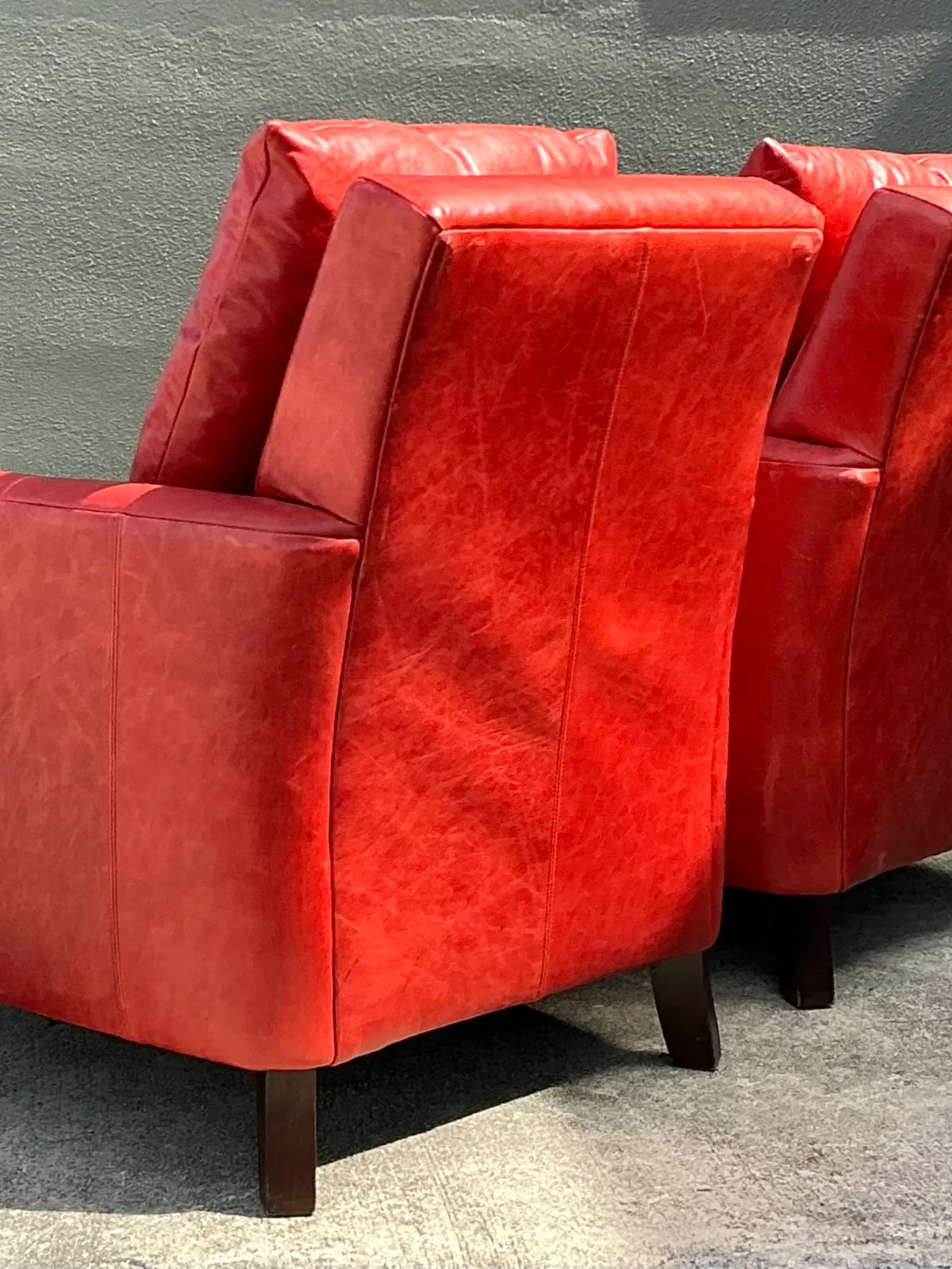 Vintage Bassett Red Leather Club Chairs - A Pair — additional photo 5