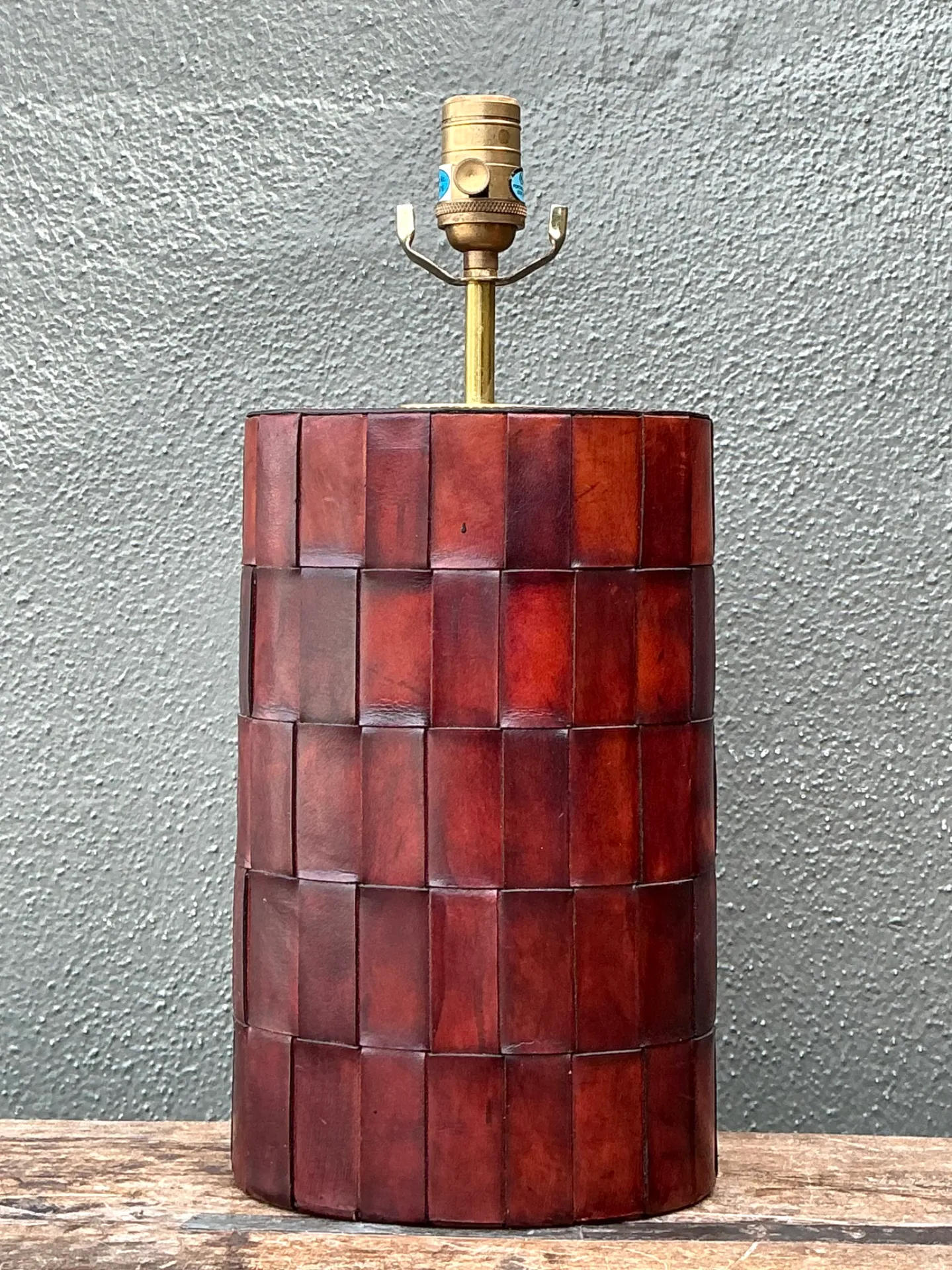 Vintage Woven Leather Lamp — additional photo 2