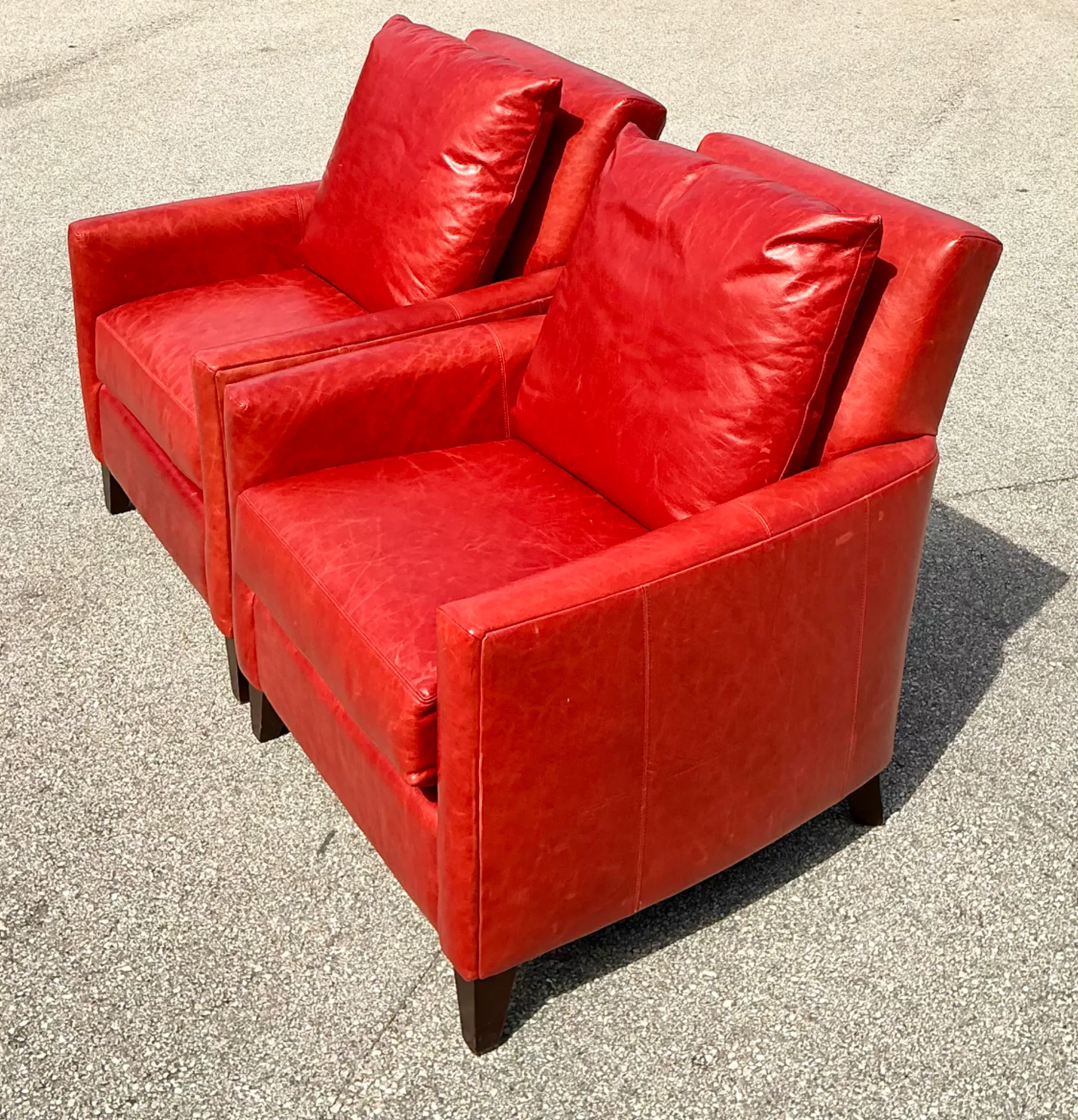Vintage Bassett Red Leather Club Chairs - A Pair — additional photo 3