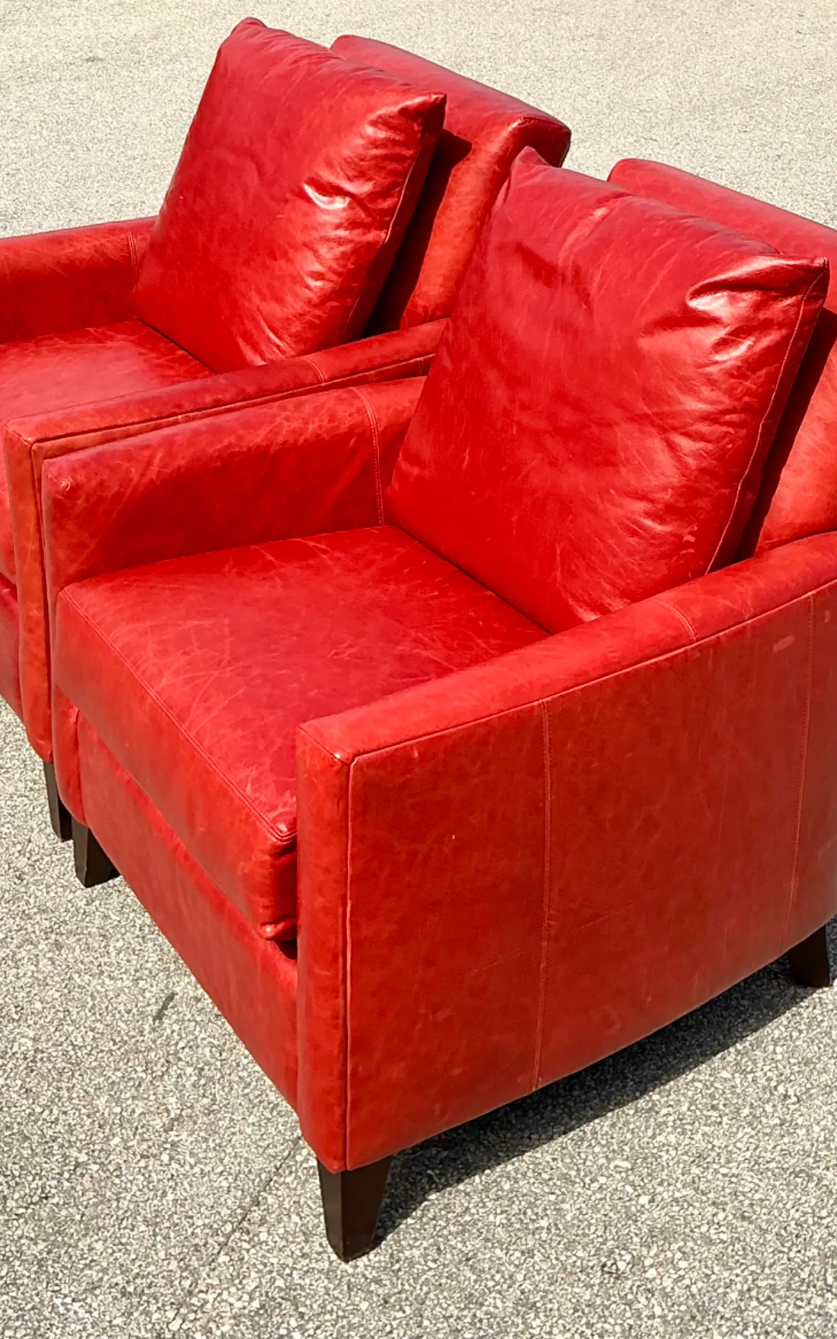 Vintage Bassett Red Leather Club Chairs - A Pair — additional photo 3
