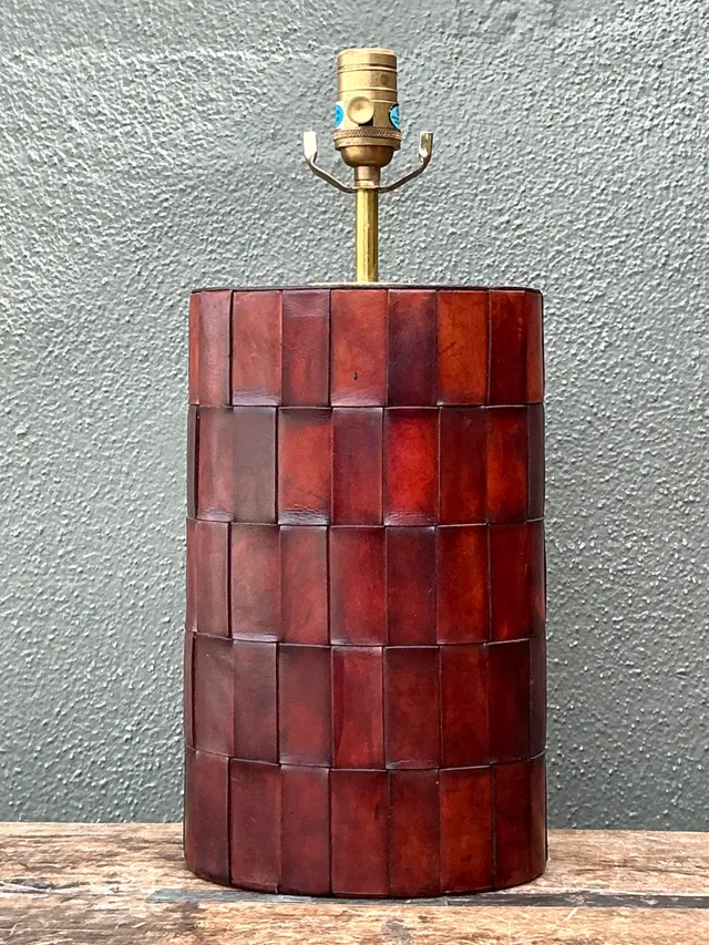 Vintage Woven Leather Lamp — additional photo 4