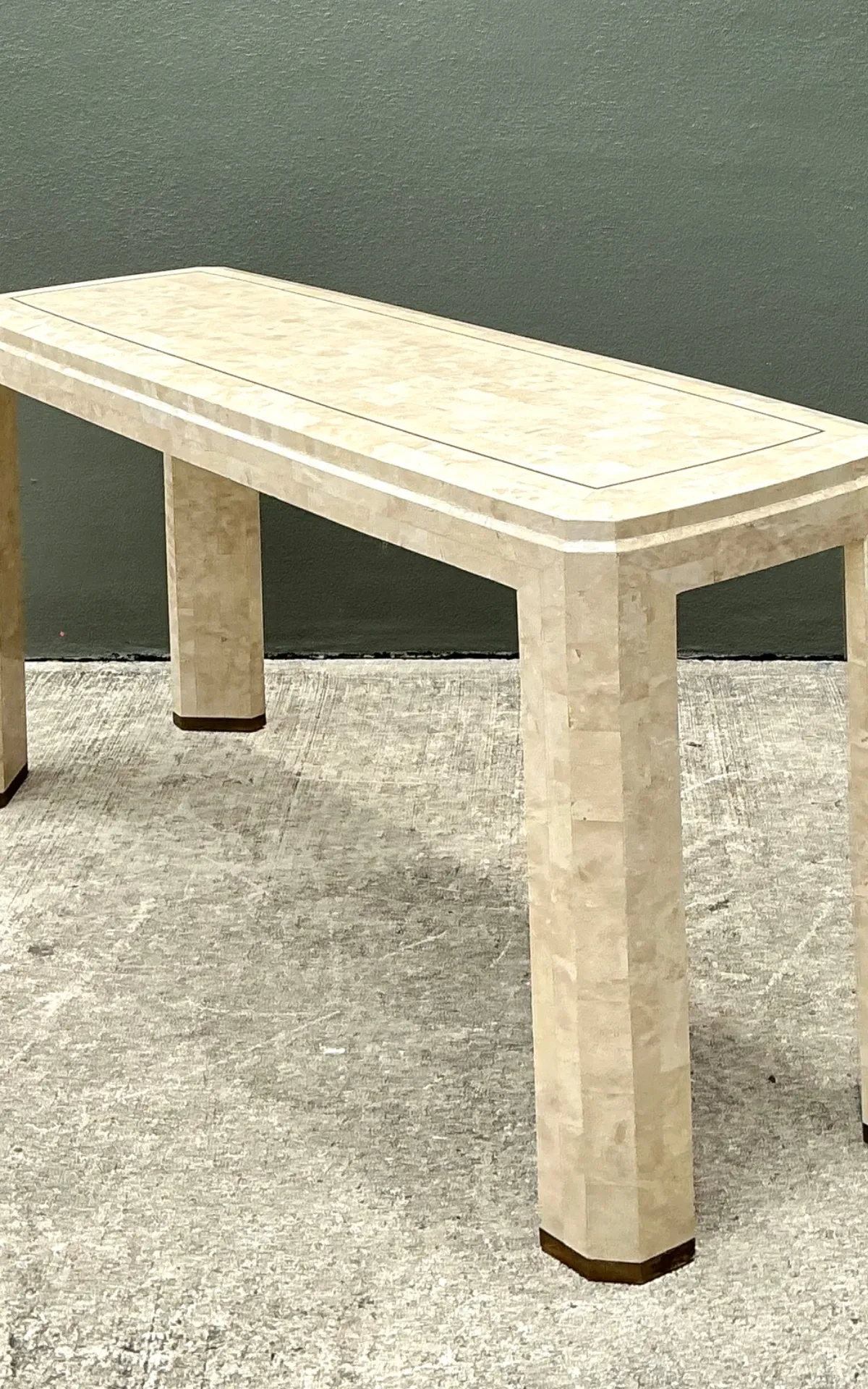Vintage Tessellated Stone Console Table With Brass Inlay — additional photo 8
